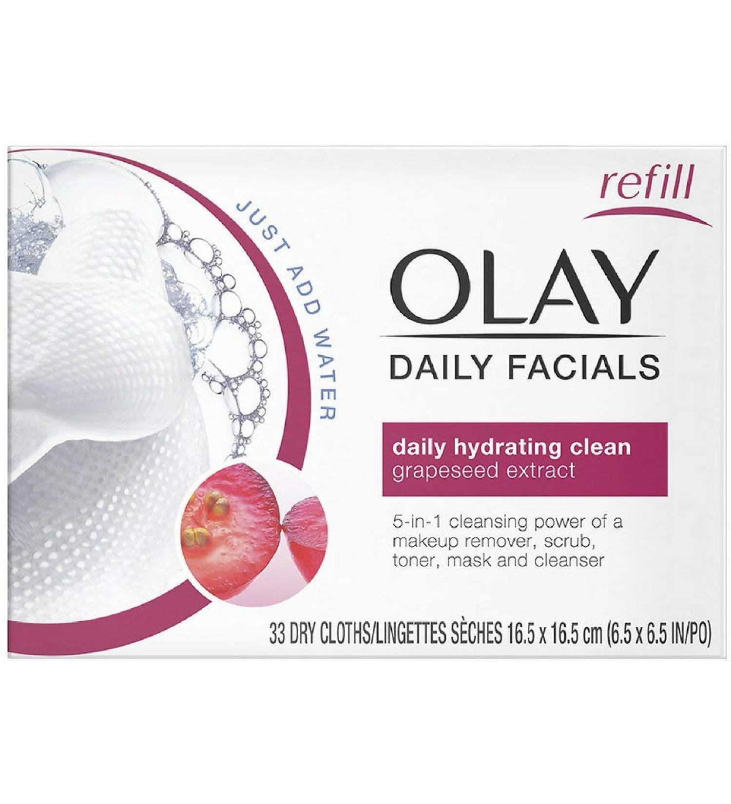 OLAY Daily Facial Hydrating Cleansing Cloths with Grapeseed Extract Makeup Remover 33 ea (Pack of 8)