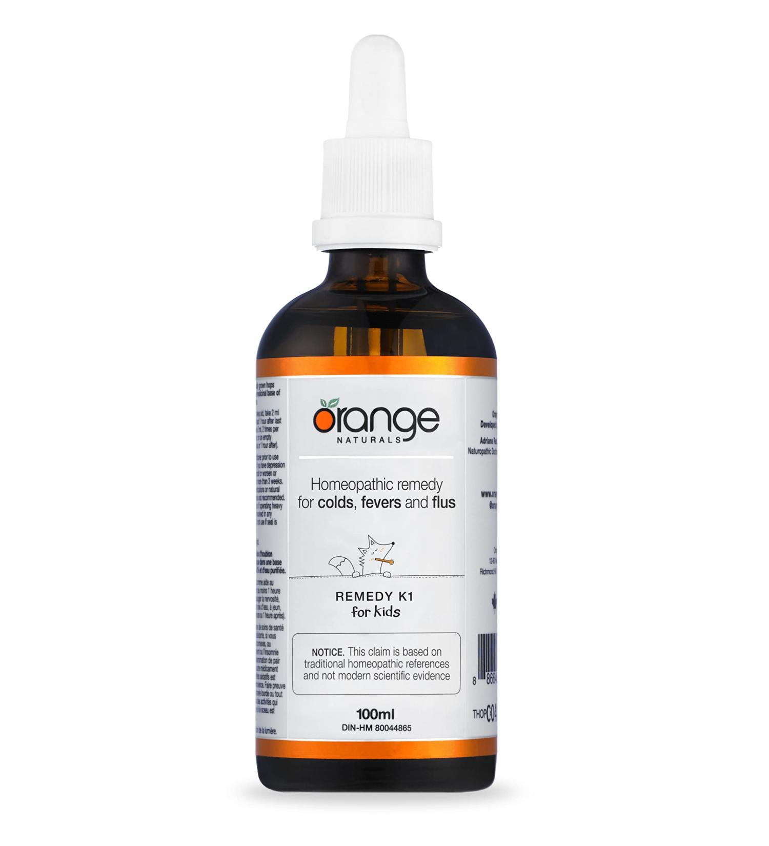 Orange Naturals - Remedy K1 for Kids - Formerly Cold+Flu for Kids - Gentle Relief for Cough & Dry Cough - 100ml Non-Drowsy Solution for Children - Buy Online on GoSupps.com