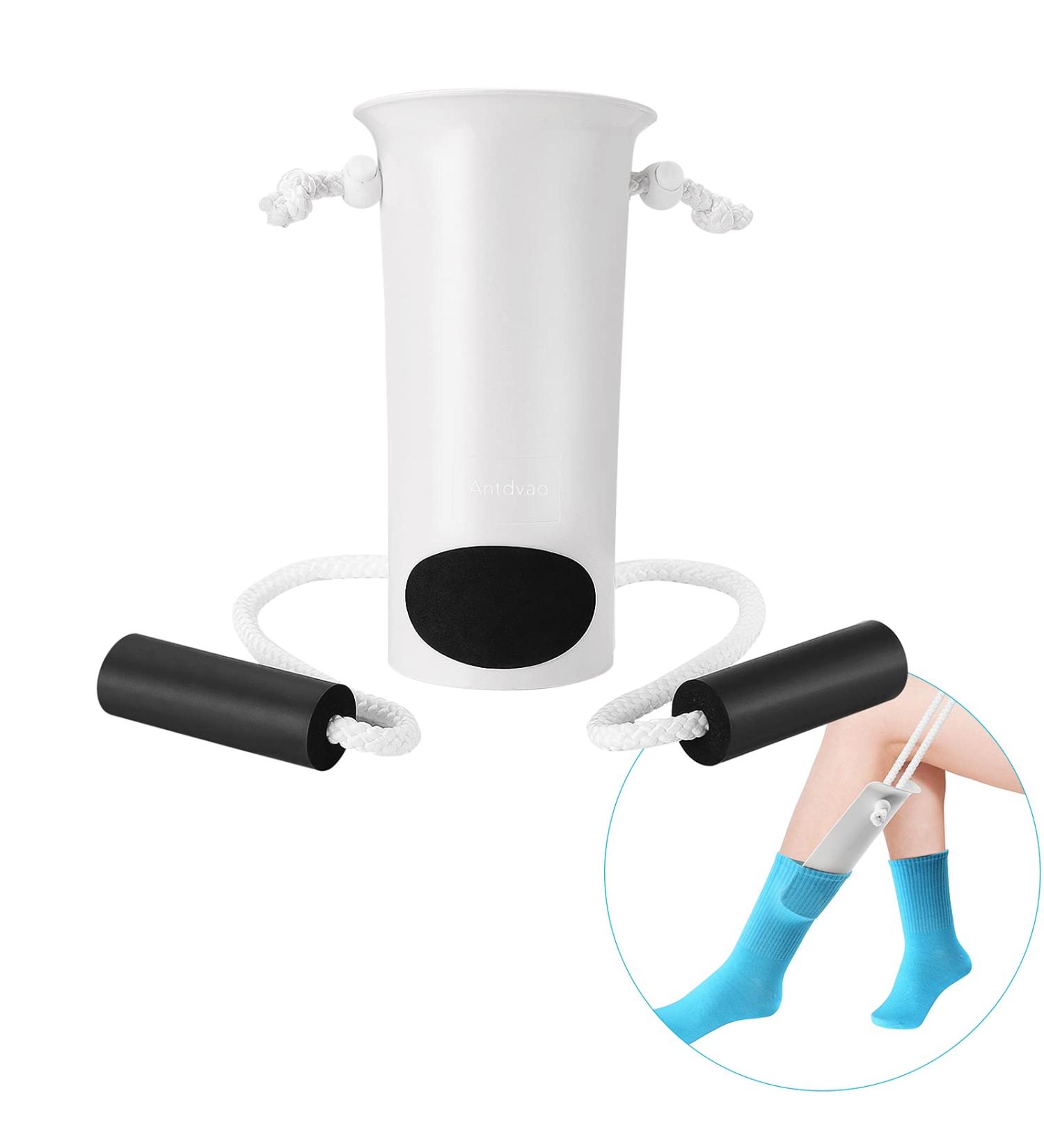Antdvao Sock Assist Adjustable Sock Helper with Foam Handle Use for Elderly People who are Inconvenient to Bend Over Sock Aid Device That Can Wear Socks Without Bending Over White-01 - Buy Online on GoSupps.com