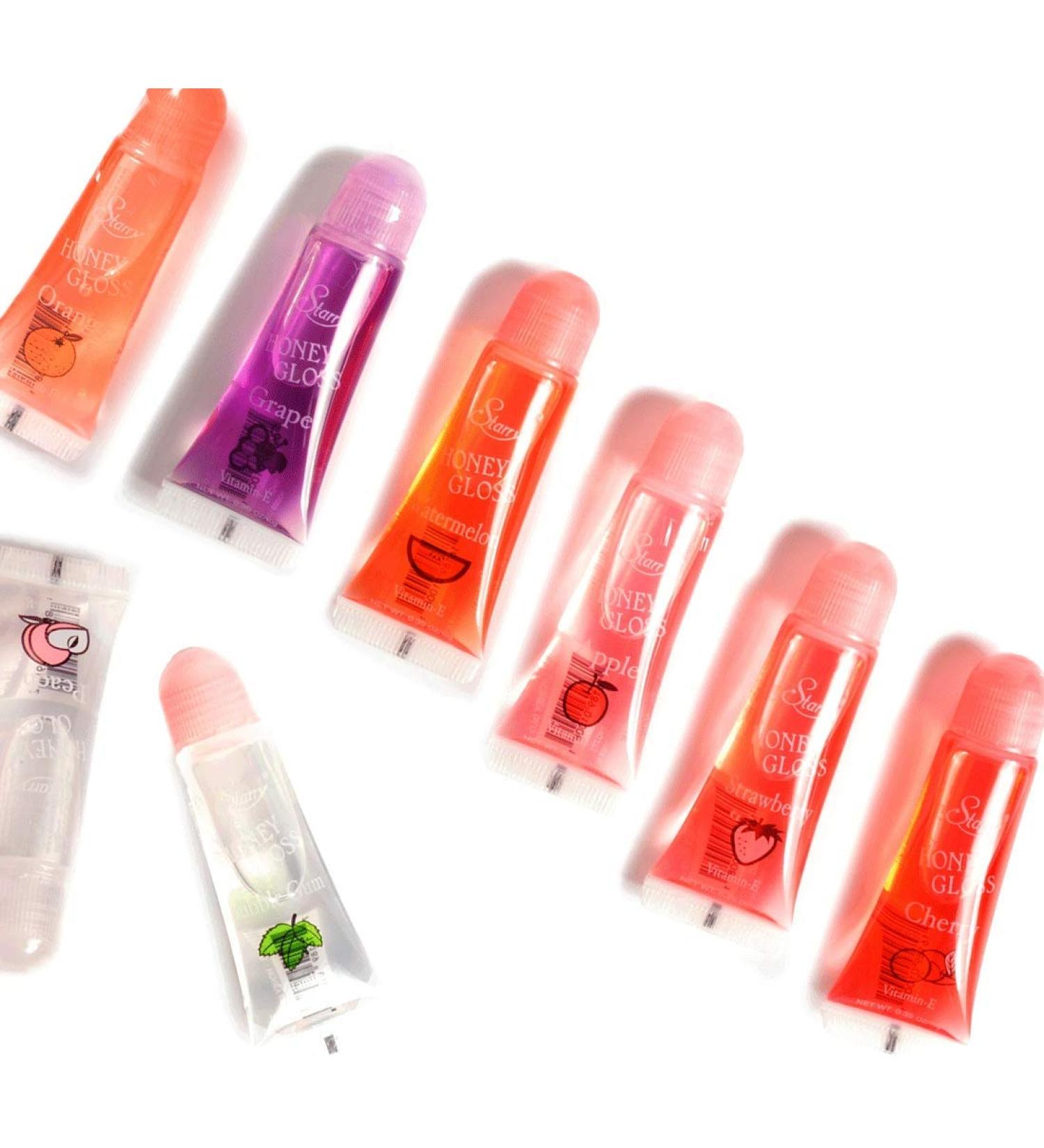 HONEY VITAMIN E FRUIT FLAVOR LIP GLOSS SIX PIECES (Assorted Flavors)