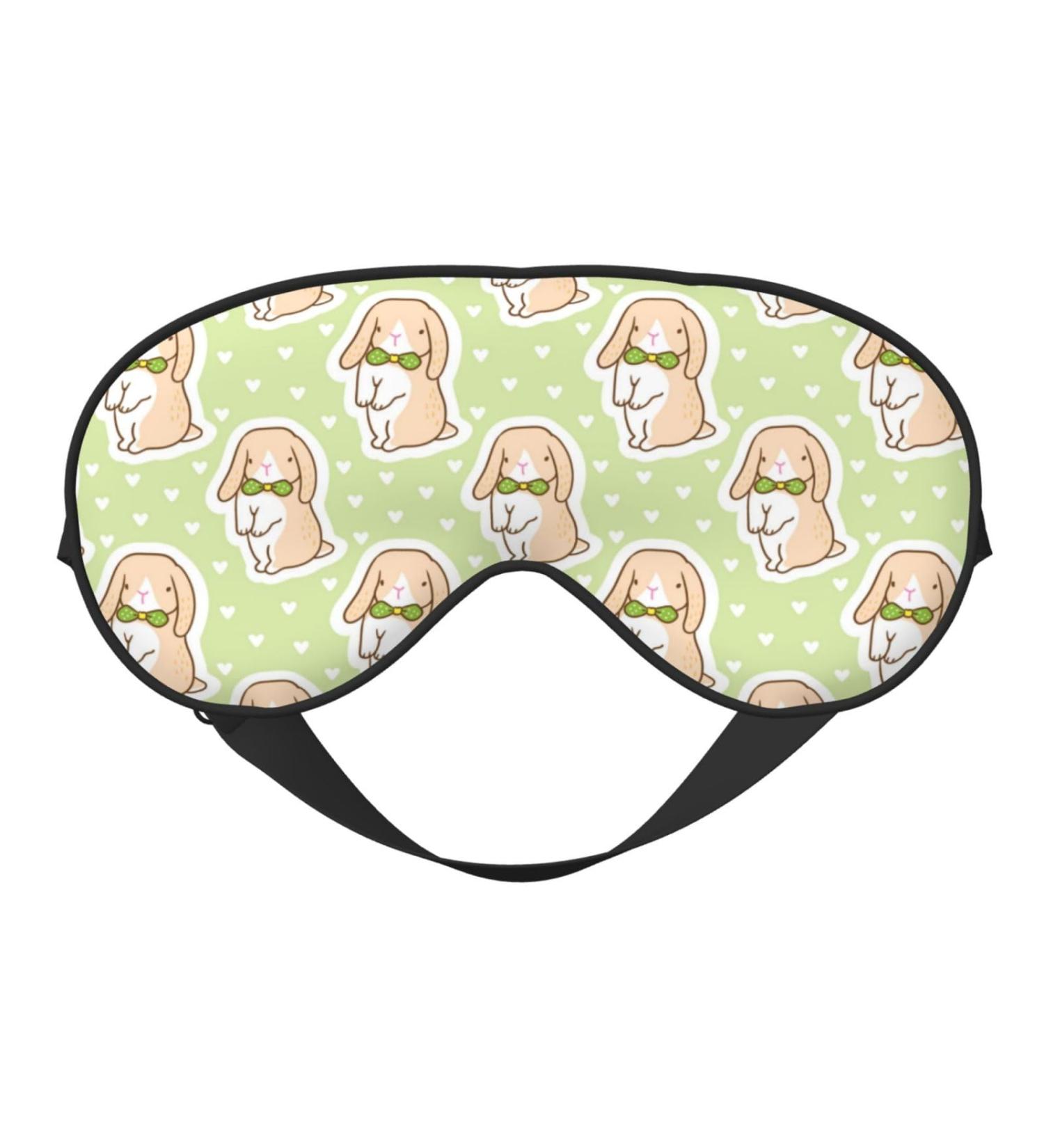 Rabbit Tie Print Sleep Eye Mask - Soft Blindfold with Elastic Strap for Travel & Night Sleeping - Buy Online on GoSupps.com