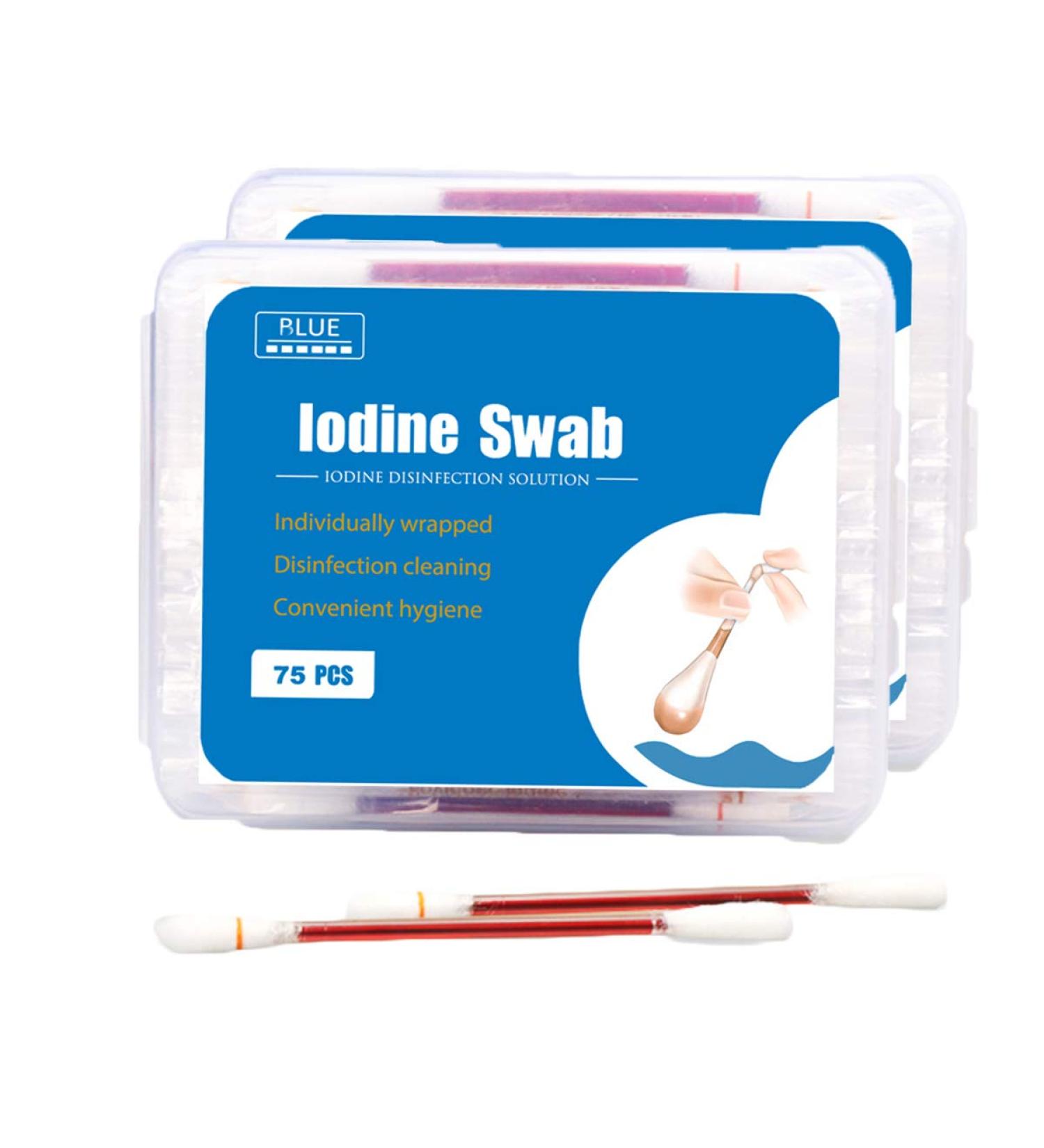 150 pcs Iodine Cotton Medicated Swabs for Wound Care - Nasal & Ear Treatment - Buy Online on GoSupps.com