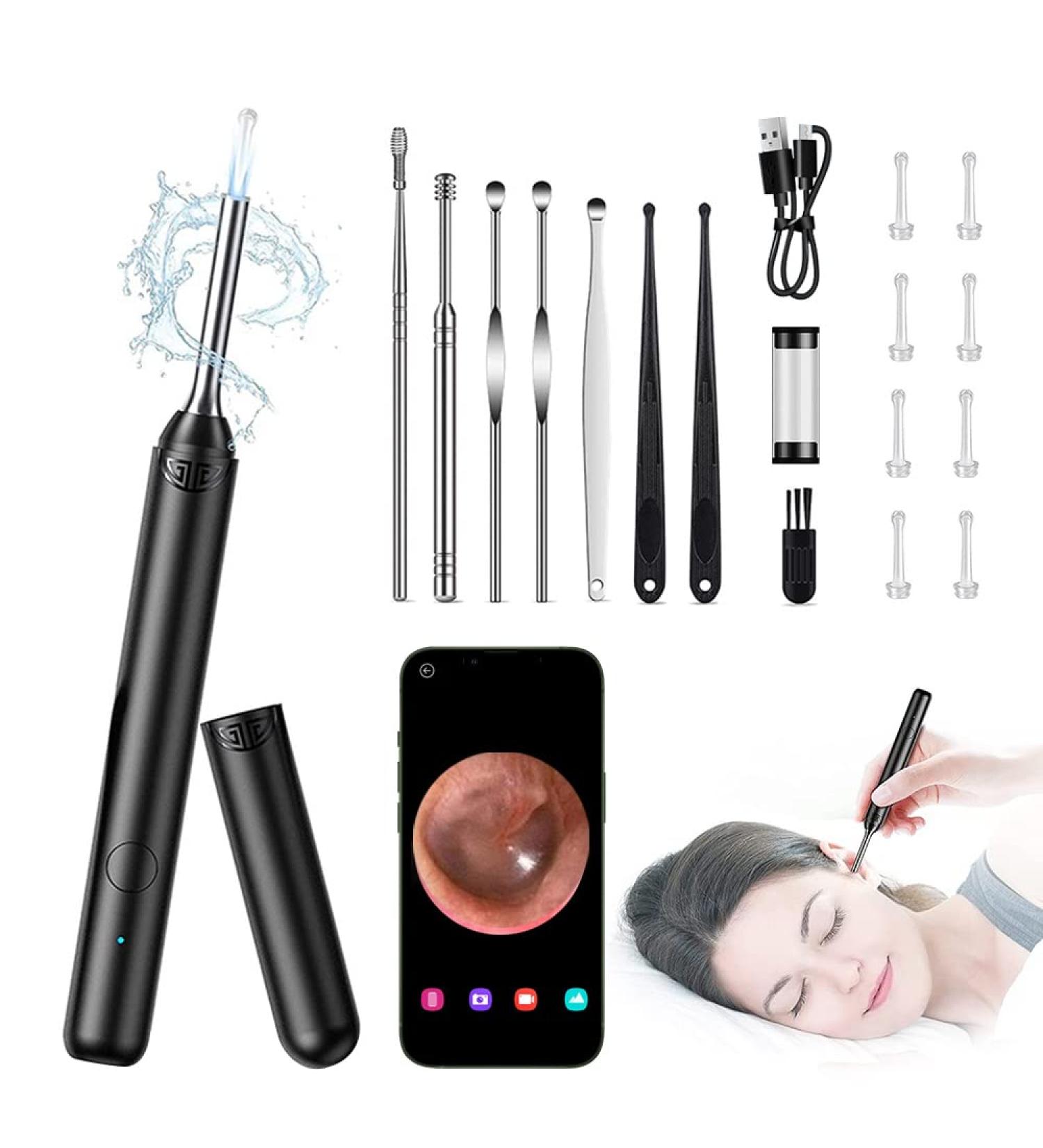 1080P Otoscope Camera Ear Wax Removal Tool for iOS & Android Black - Buy Online on GoSupps.com