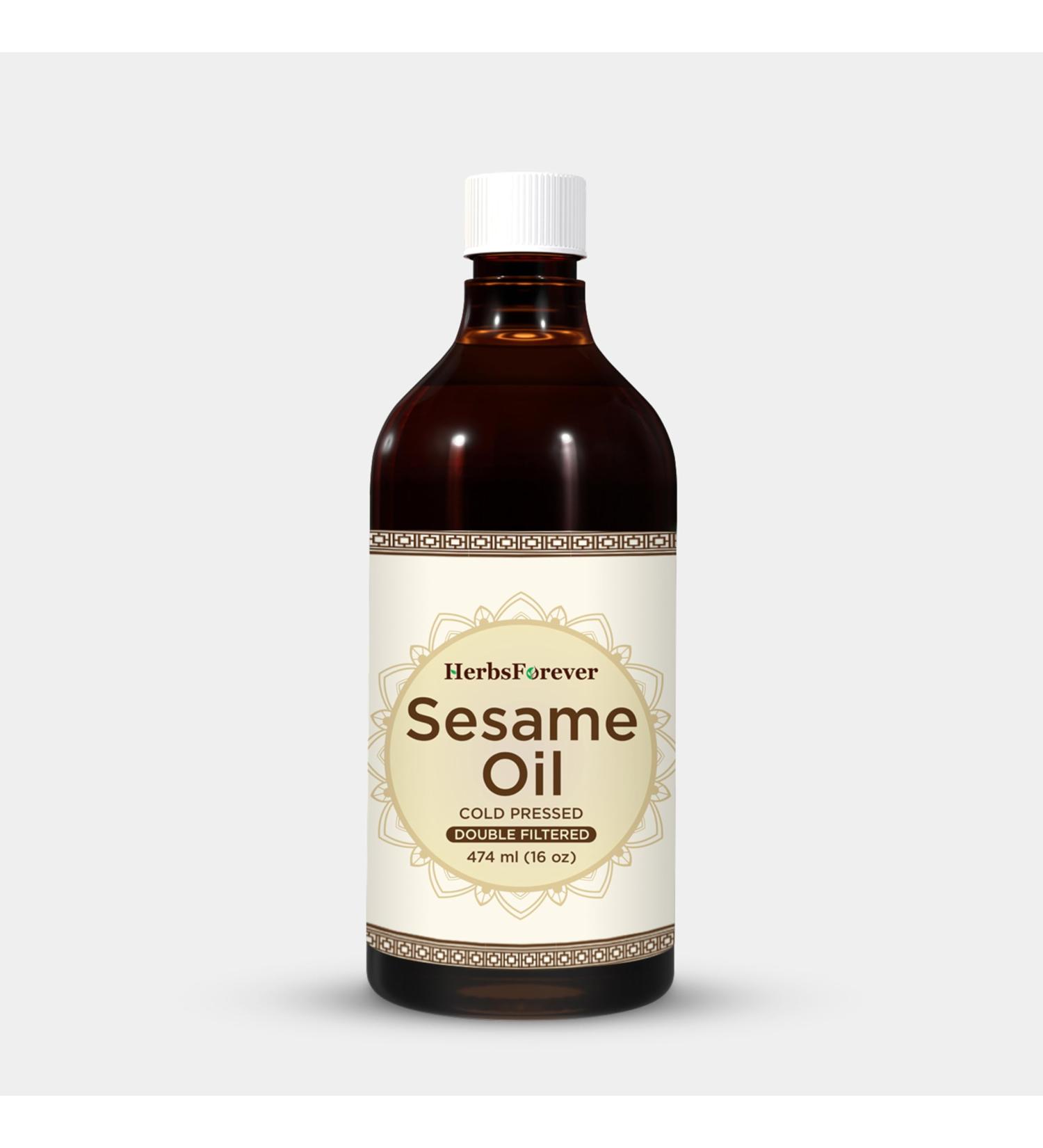 HerbsForever Sesame Seed Oil -100% Pure Cold-Pressed Virgin| Hair Body Massage Moisturizer & Cooking Oil |Non-GMO Premium Grade Unrefined Untreated & Hexane Free Natural 16 fl oz 473 ml - Buy Online on GoSupps.com