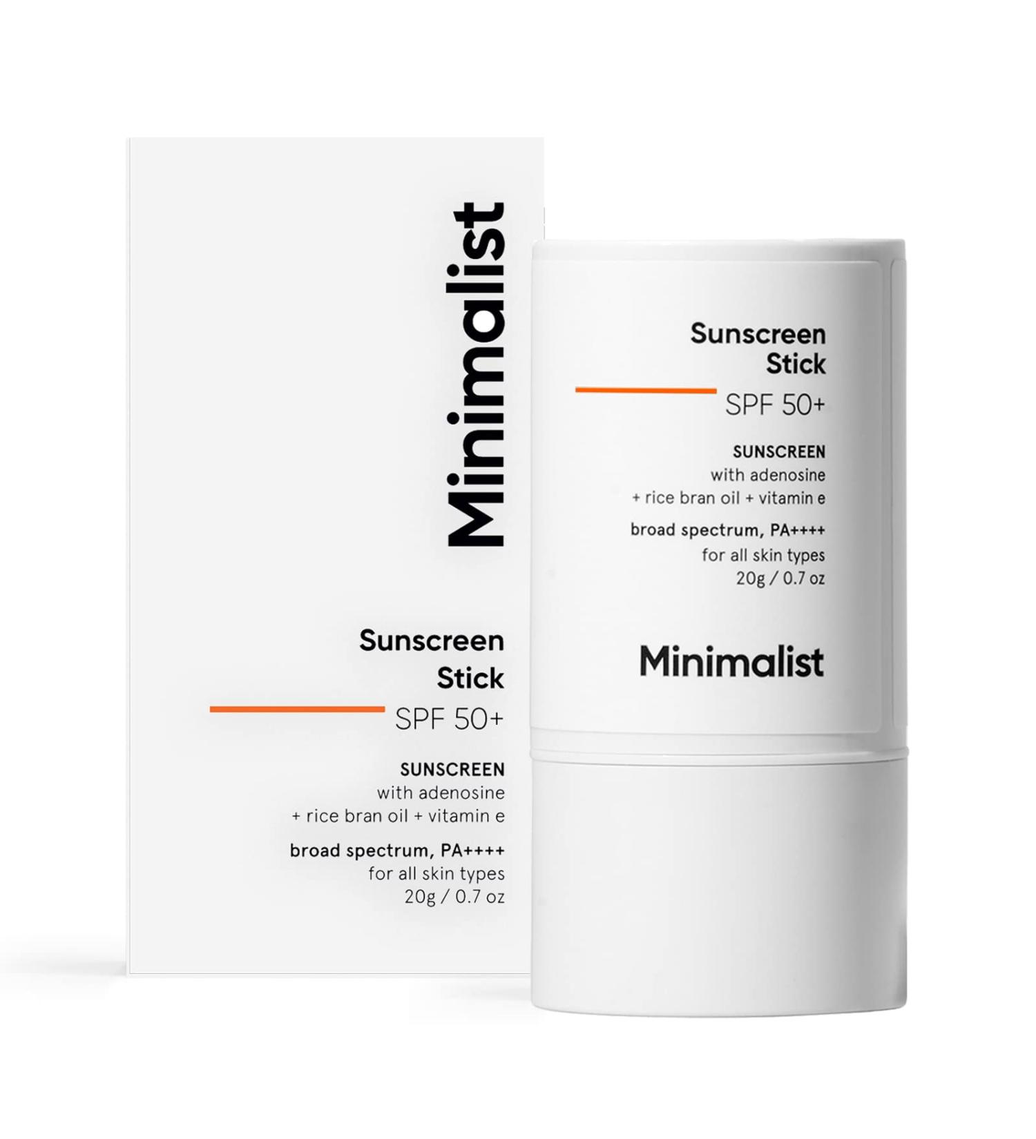 Minimalist SPF 50 Sunscreen Stick - Broad Spectrum PA++++ with Adenosine Rice Bran Oil & Vitamin E | Ideal for Men & Women | 20g - International Shipping Available - Buy Online on GoSupps.com
