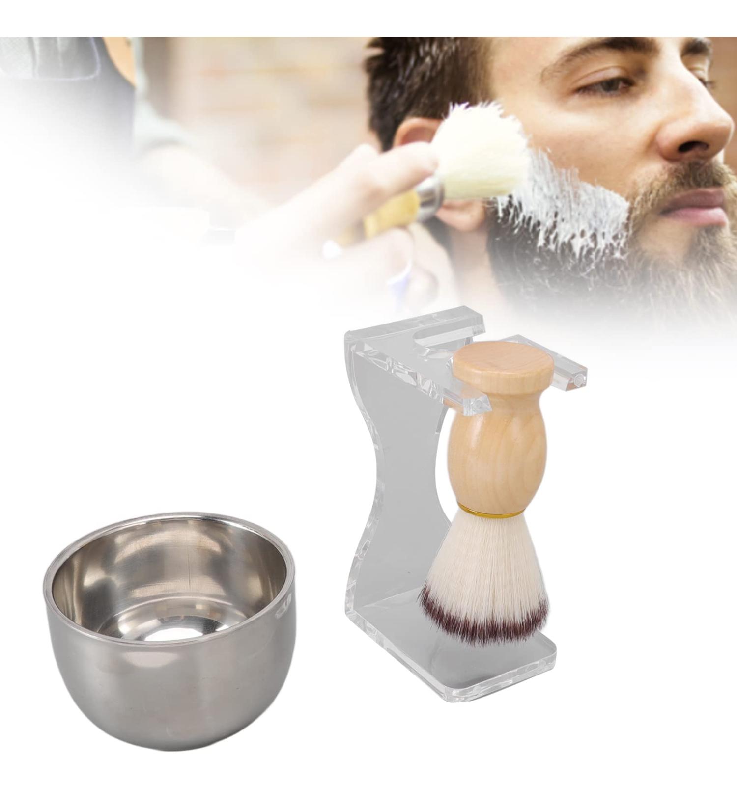 Topyond 3-Part Men's Shaving Set | Acrylic Brush Holder Gentle Nylon Bristles & Soap Shell | Premium Shaving Brush & Bowl Set - Buy Online on GoSupps.com