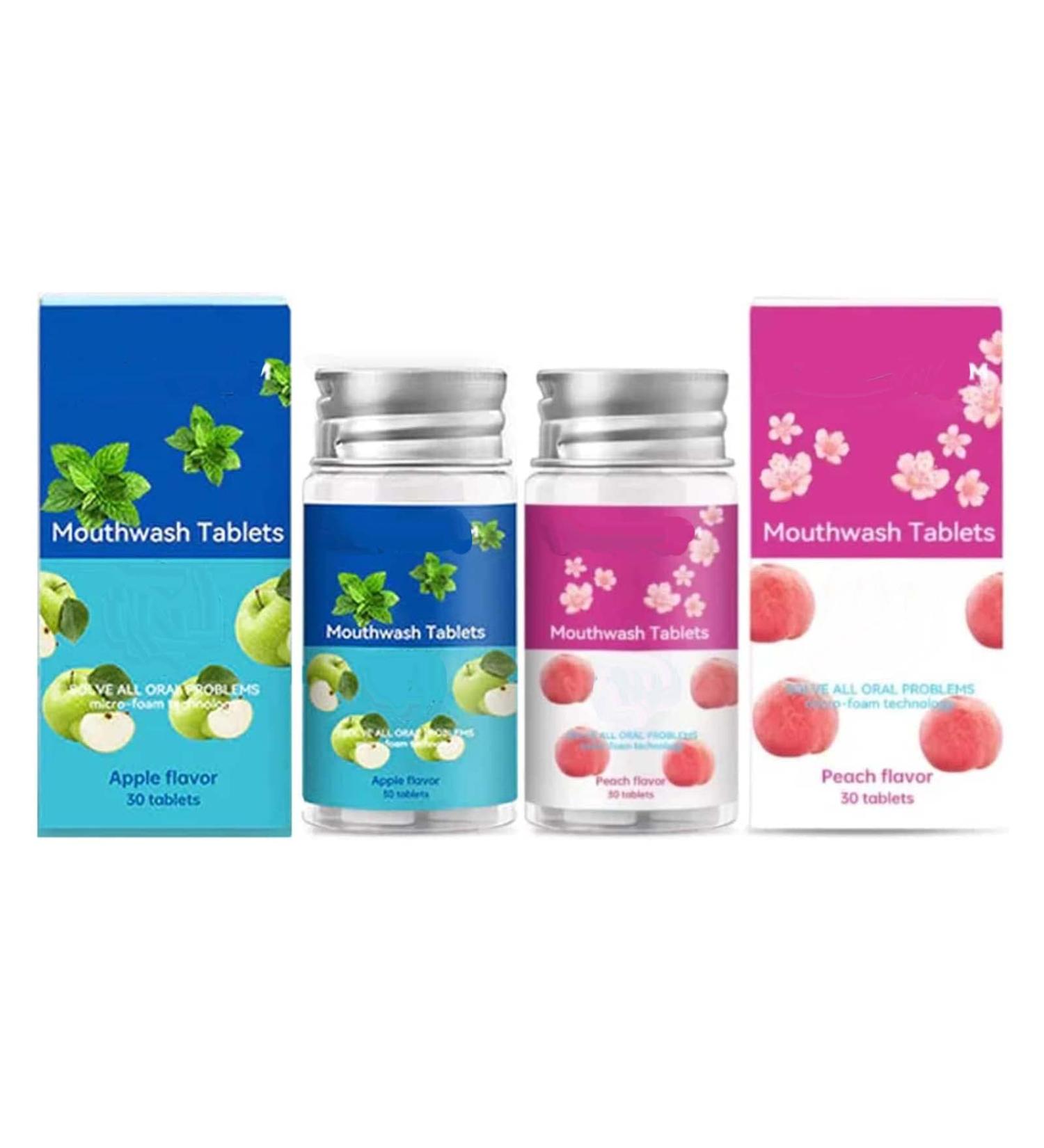 TeetClean Mouthwash Tablets - All-Natural Probiotics for Teeth Whitening & Oral Care (Apple & Peach) - Buy Online on GoSupps.com