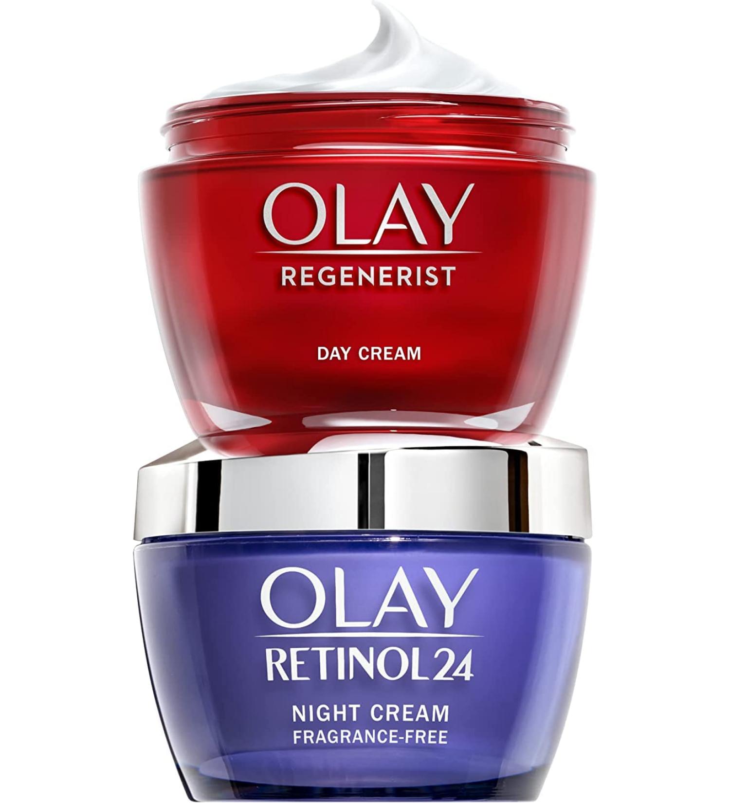 Olay Regenerist Favourites Set Regenerist Retinol 24 Night Face Moisturiser with Retinol and Regenerist Day Cream Moisturiser with Hyaluronic Acid Regenerist Day Cream + Retinol Night Cream - Buy Online on GoSupps.com