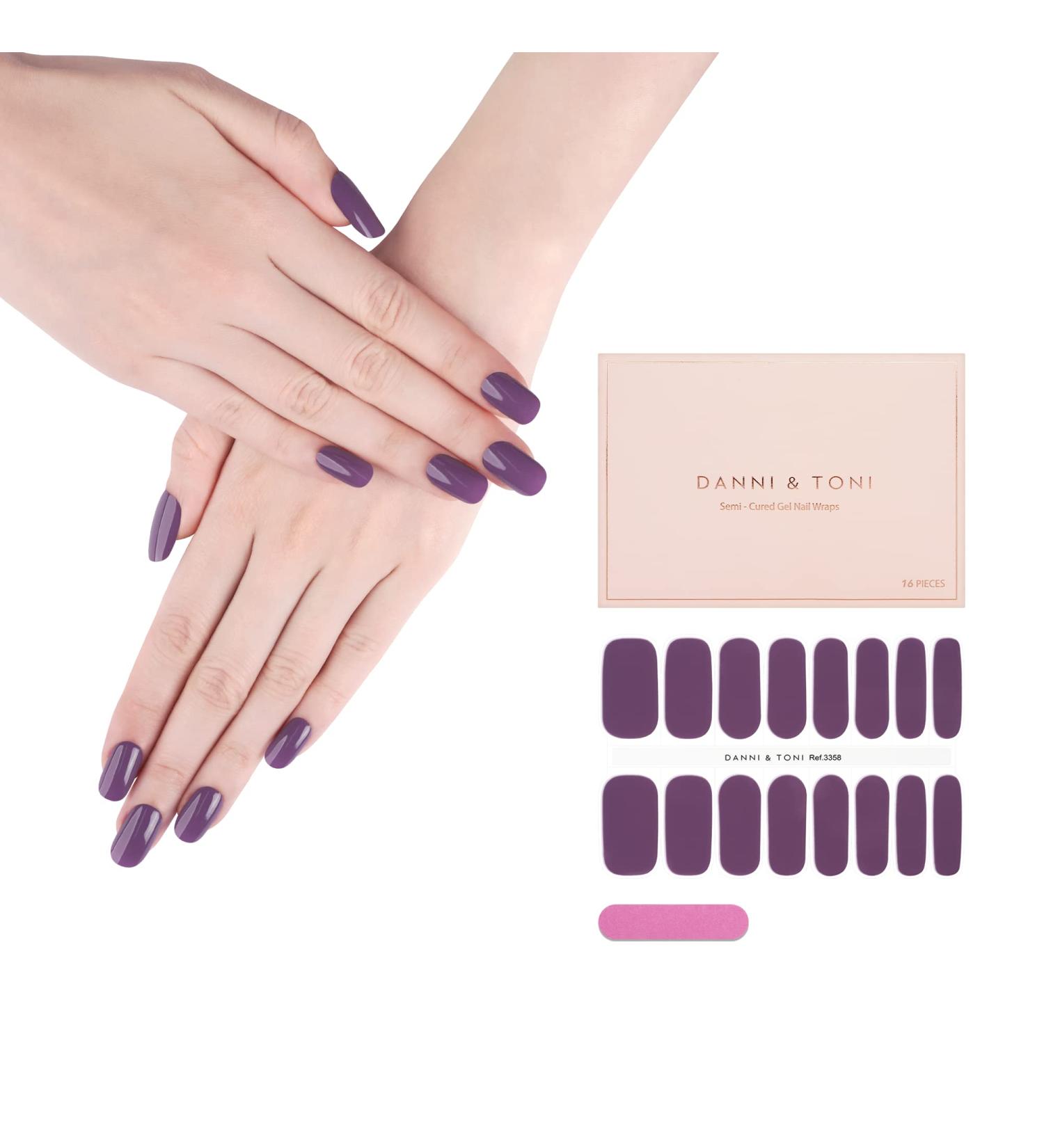 DANNI & TONI Semi Cured Gel Nail Strips Purple (Mulberry) - 16 Thin Gel Nail Stickers - Buy Online on GoSupps.com