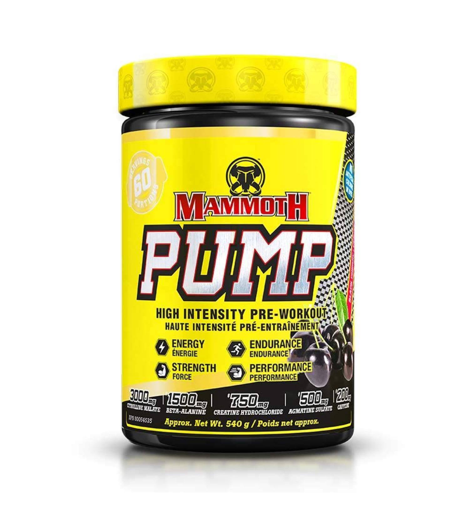 MAMMOTH PUMP Pre Workout Powder Superior Muscle Pumps Increase Strength & Endurance Explosive Power & Energy Supplement Heightened Focus Quick Recovery Reduced Soreness (60 Serves Black Cherry) Black Cherry 1 g (Pack of 1) - Buy Online on GoSupps.com