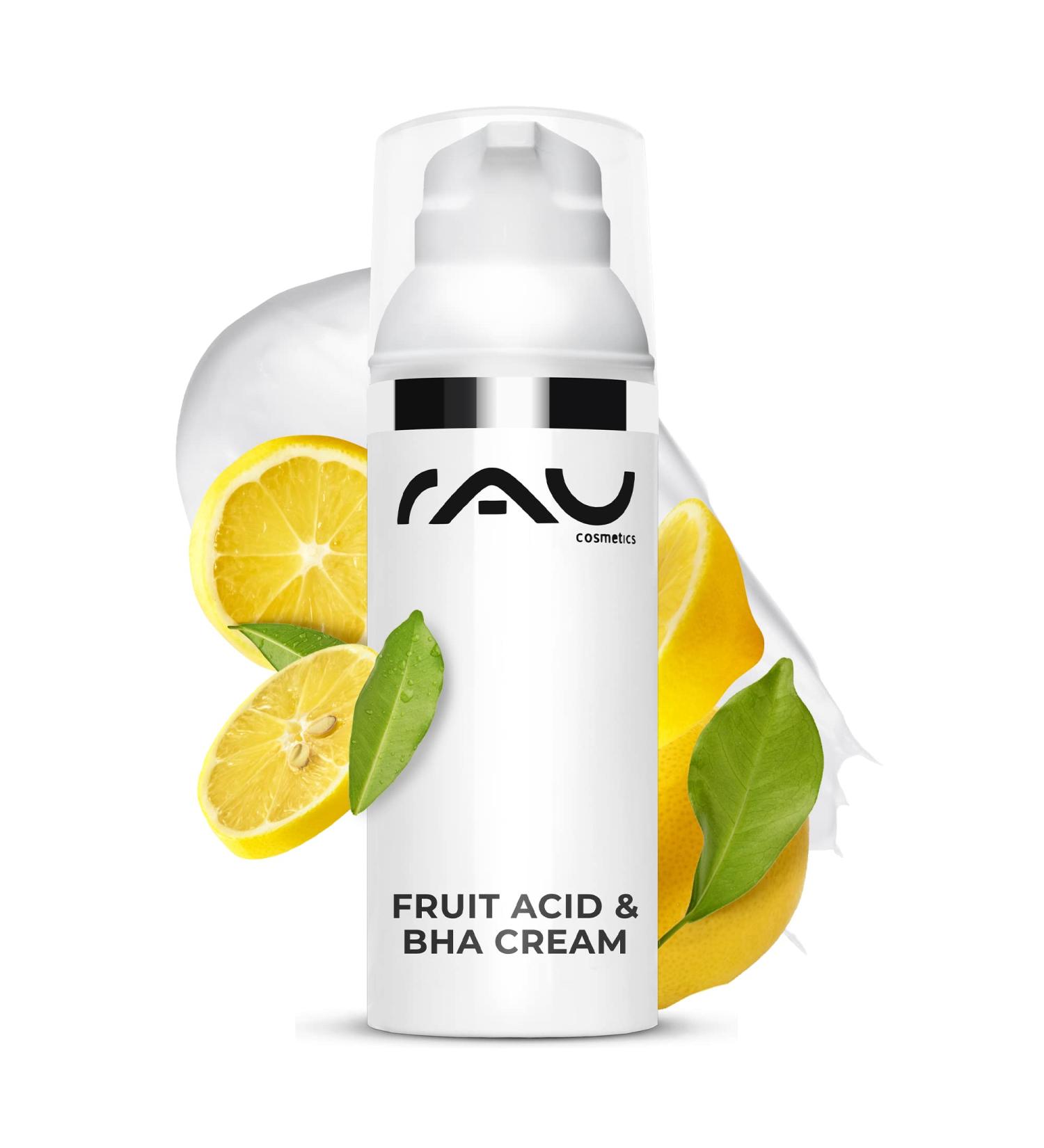 RAU Fruit Acid Cream 1.7 Fl.oz - Exfoliating AHA BHA Cream for Blemishes & Pigment Spots - Hydrating with Hyaluronic Acid & Salicylic Acid - International Shipping Available - Buy Online on GoSupps.com