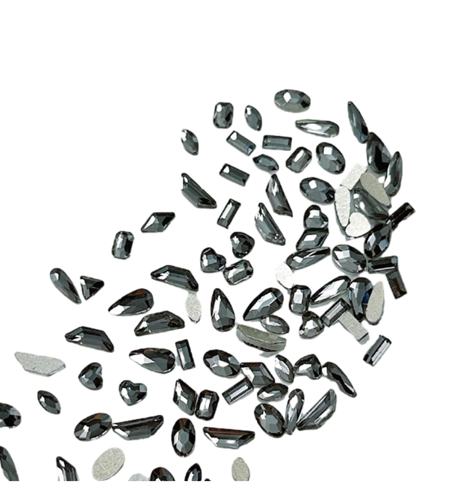 FEIlei 100Pcs Mixed Glass Crystal Hybrid Diamond Rhinestones Nail Art Decorations Drop Rhombus Flatback Stones 3D Gems - Buy Online on GoSupps.com