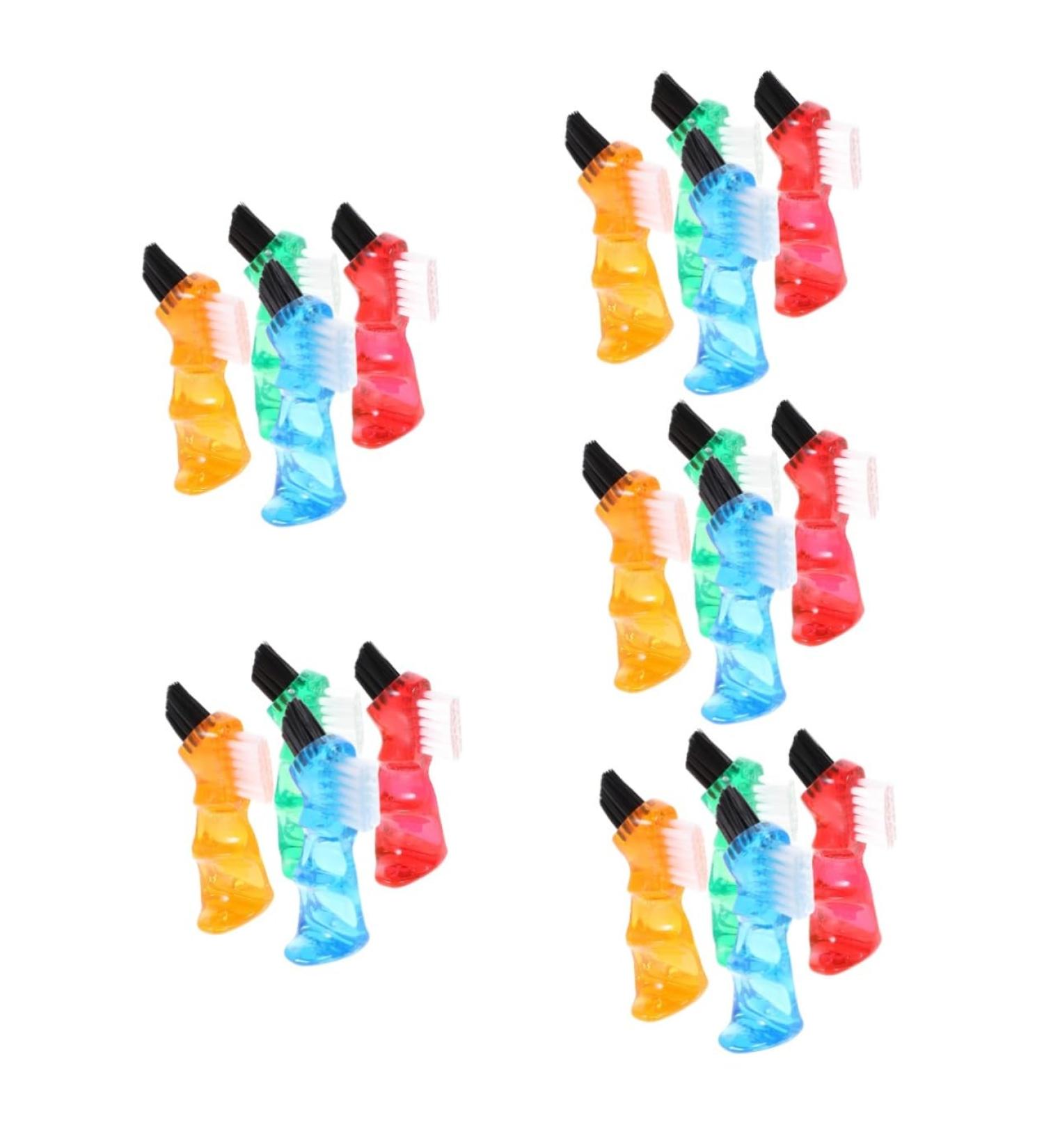 Frcolor 20STK Soft Denture Brushes - Multi-Functional Mini Toothbrushes for False Teeth Cleaning | Double Head Personal Prosthesis Brush | 5 Color Options - Buy Online on GoSupps.com