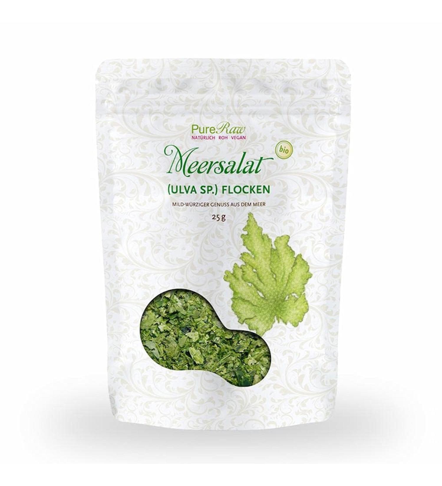 Organic Sea Salad Ulva Algae Flakes | Dried Atlantic Sea Lettuce | Raw Vegan Sea Snack | 25g Pureeraw - Buy Online on GoSupps.com