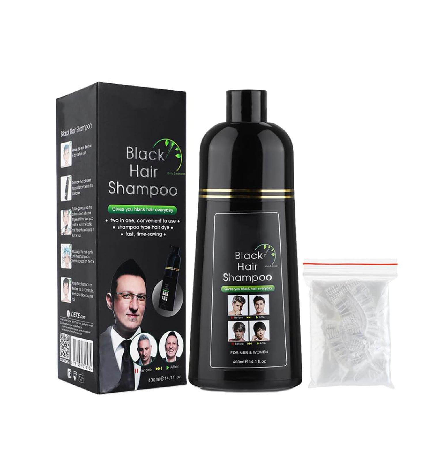  HADAVAKA Black Hair Shampoo Black Color For Men And Women Black Hair Shampoo Instant Hair Dye For Covering White And Grey Hair (Black) - Buy Online on GoSupps.com
