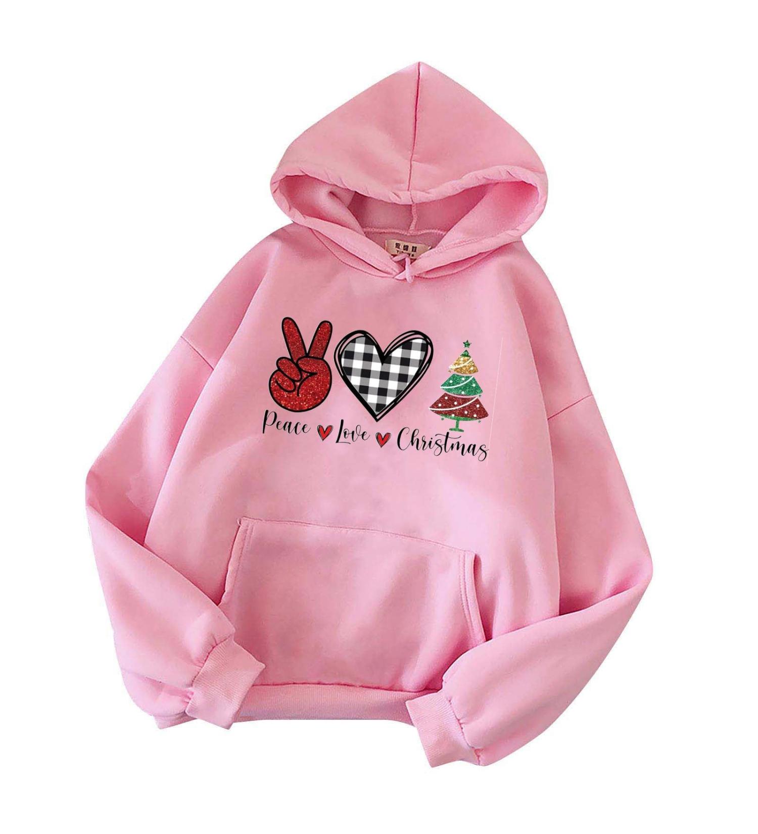 Yihaojia Christmas Graphic Hoodies for Women Cute Graphic Football Hooded Sweatshirt Long Sleeve Pullover Holiday Tops Pink#8 XX-Large - Buy Online on GoSupps.com