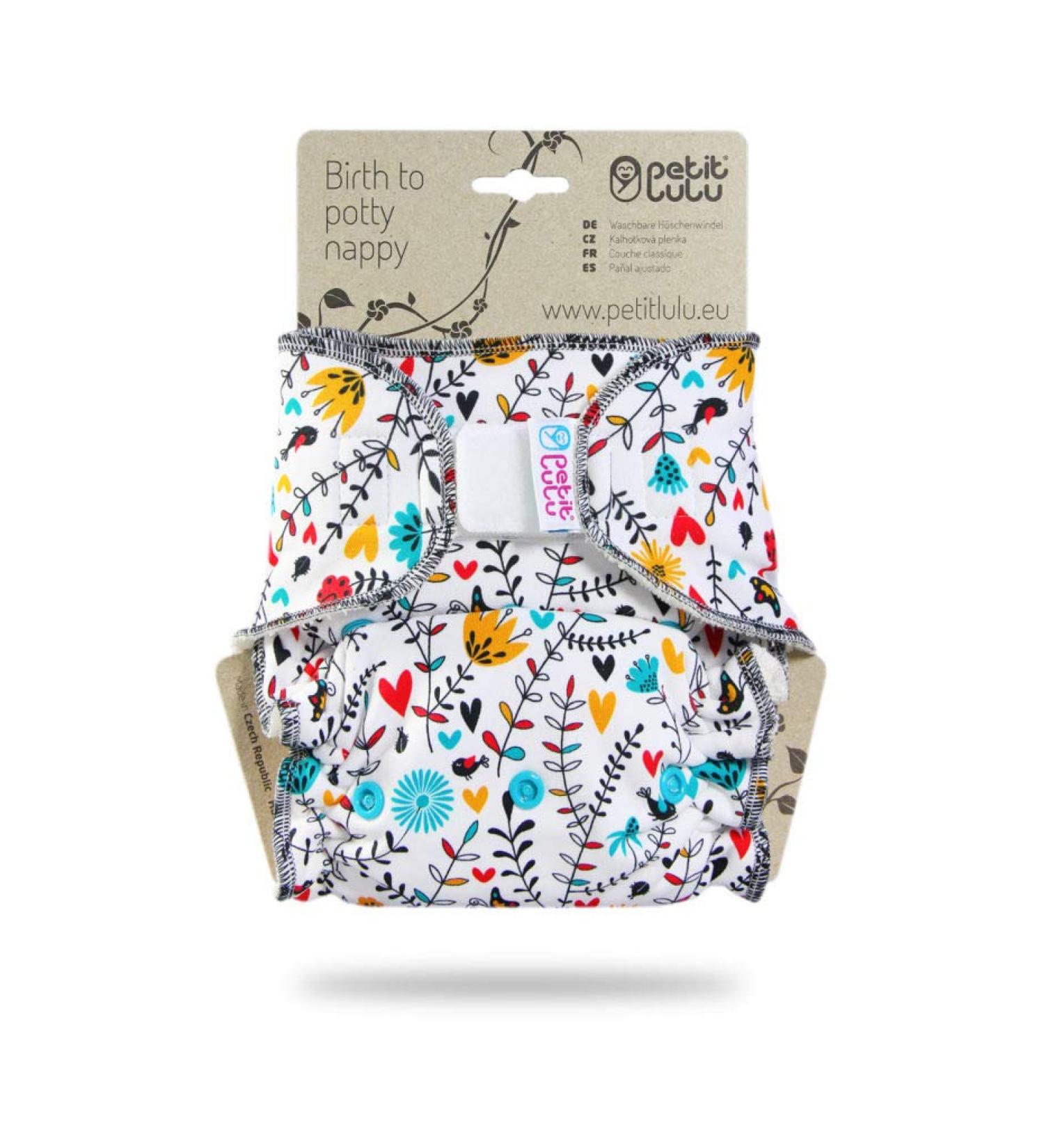 Petit Lulu Night Diaper Pants | Maxi-Night (7-16 kg) | Organic Bamboo Cloth Diapers | Made in Europe - Wildflowers Design - Buy Online on GoSupps.com