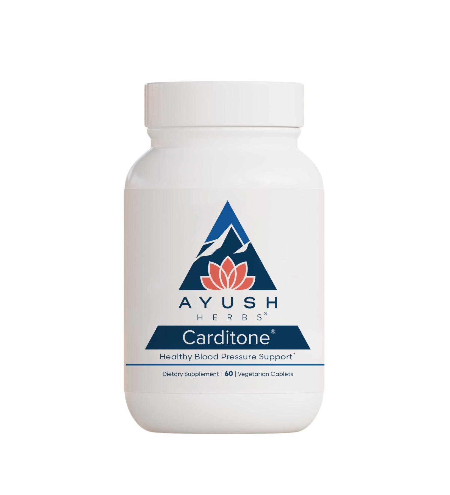 Ayush Herbs Carditone - Natural Blood Pressure Support Supplement - 60 Vegetarian Tablets - Buy Online on GoSupps.com