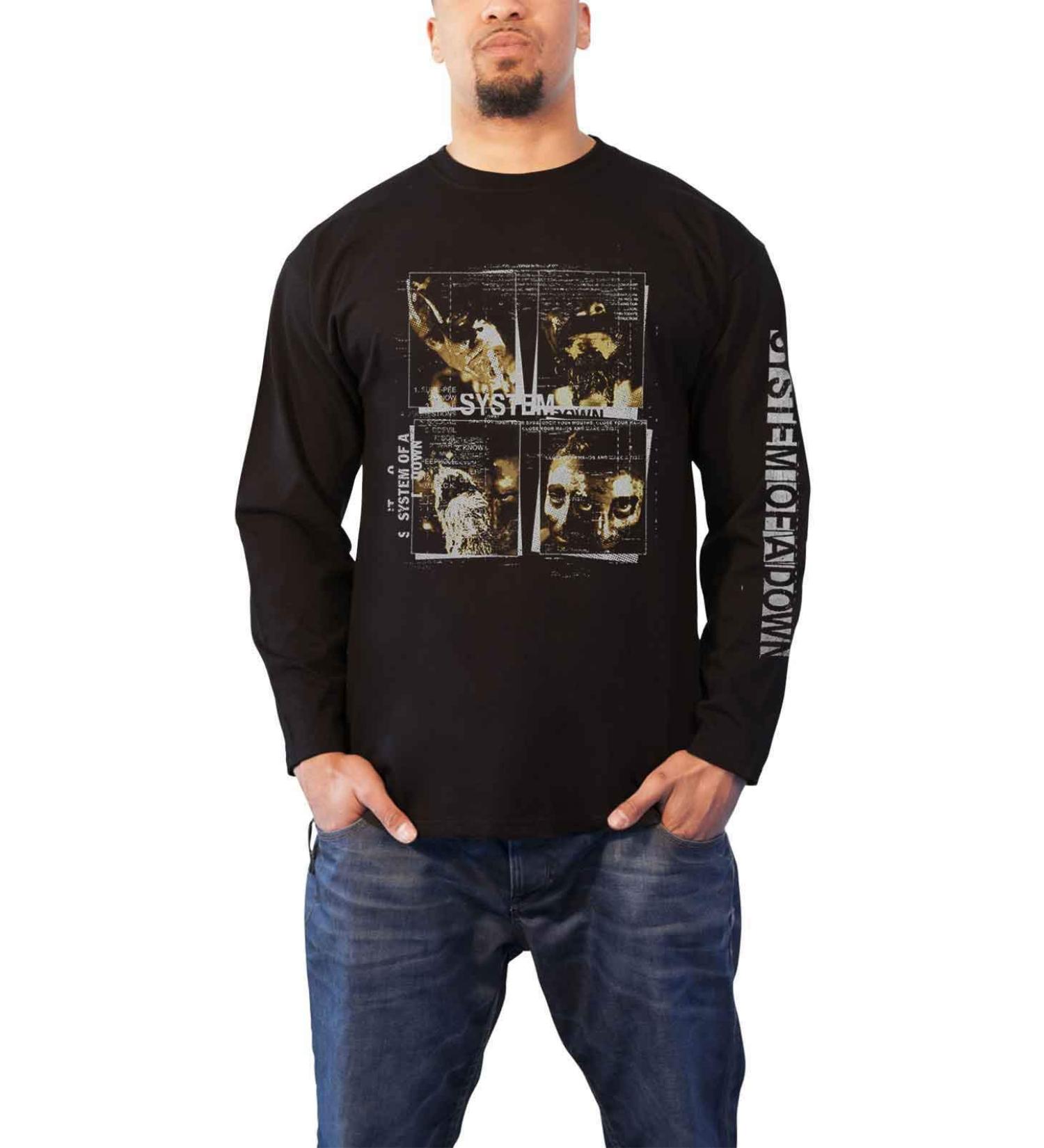 System Of A Down Unisex Long Sleeved Tee: Face Boxes (Sleeve Print) - X-Large - Black - Buy Online on GoSupps.com