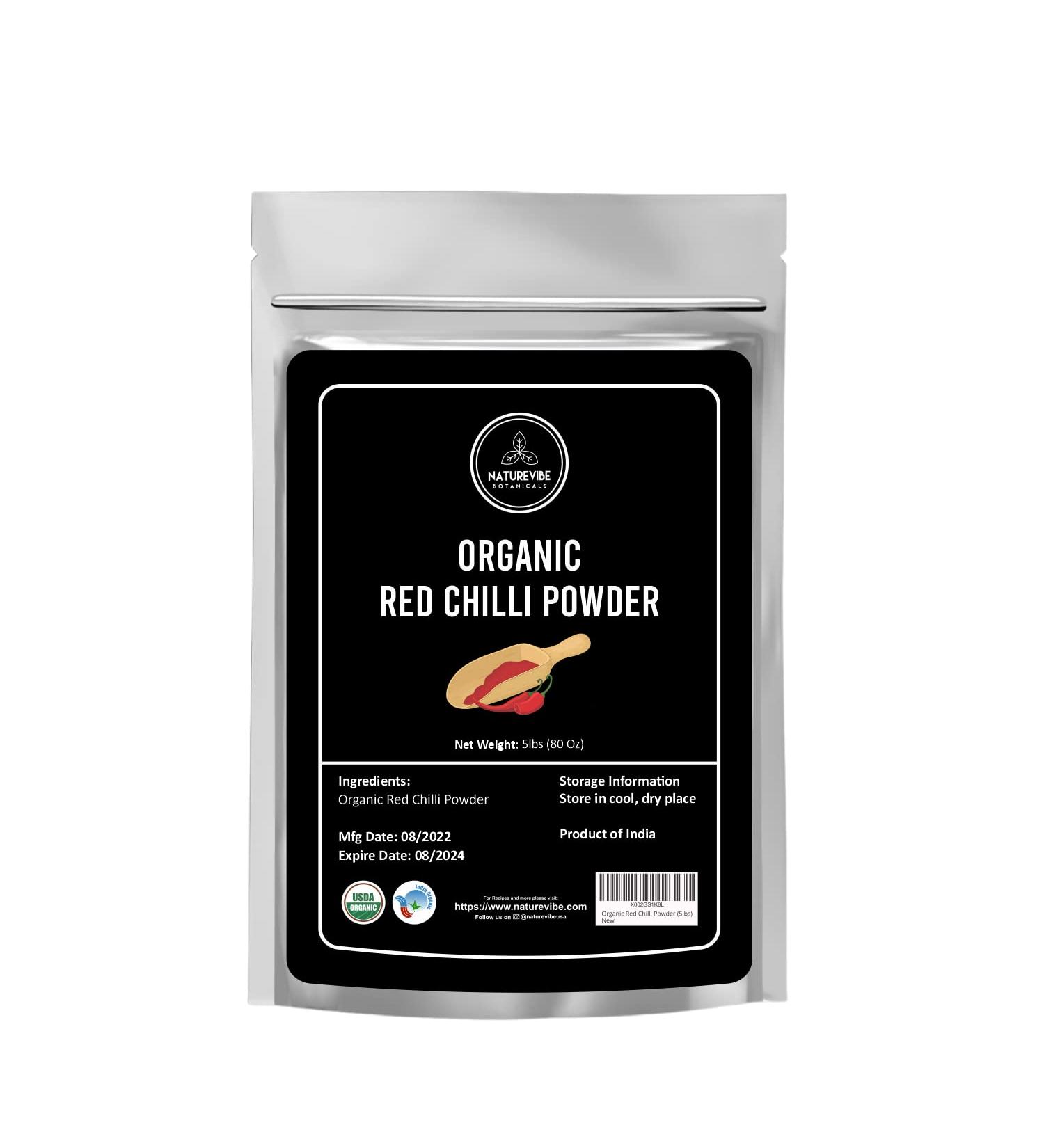 Naturevibe Botanicals Organic Red Chilli Powder 5lbs - Non GMO & Gluten Free (80oz) - Buy Online on GoSupps.com