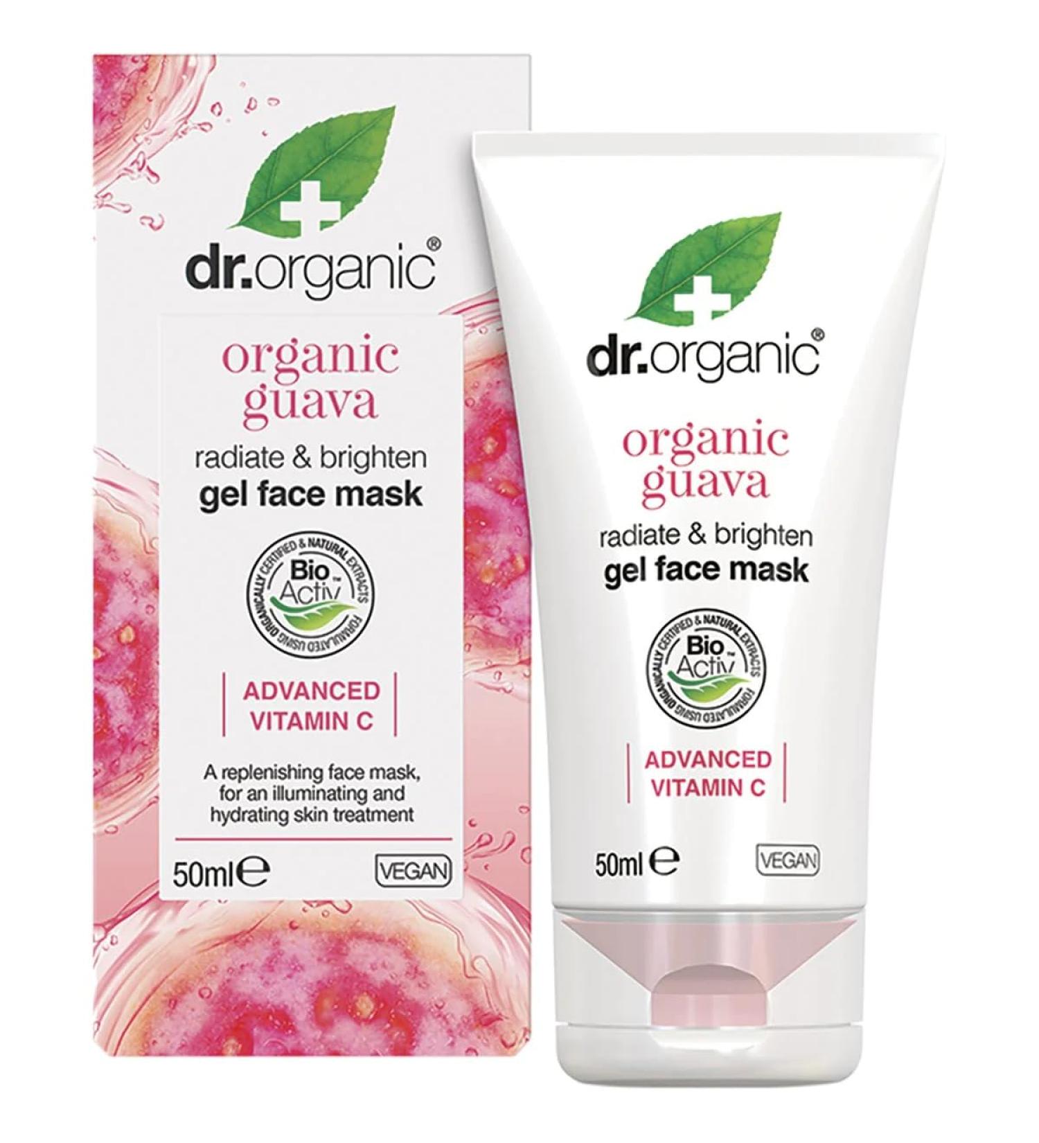 Dr.Organic guava face mask vitamin C lighten men women naturally vegan animal test free paraben and SLS-free biological 50ml