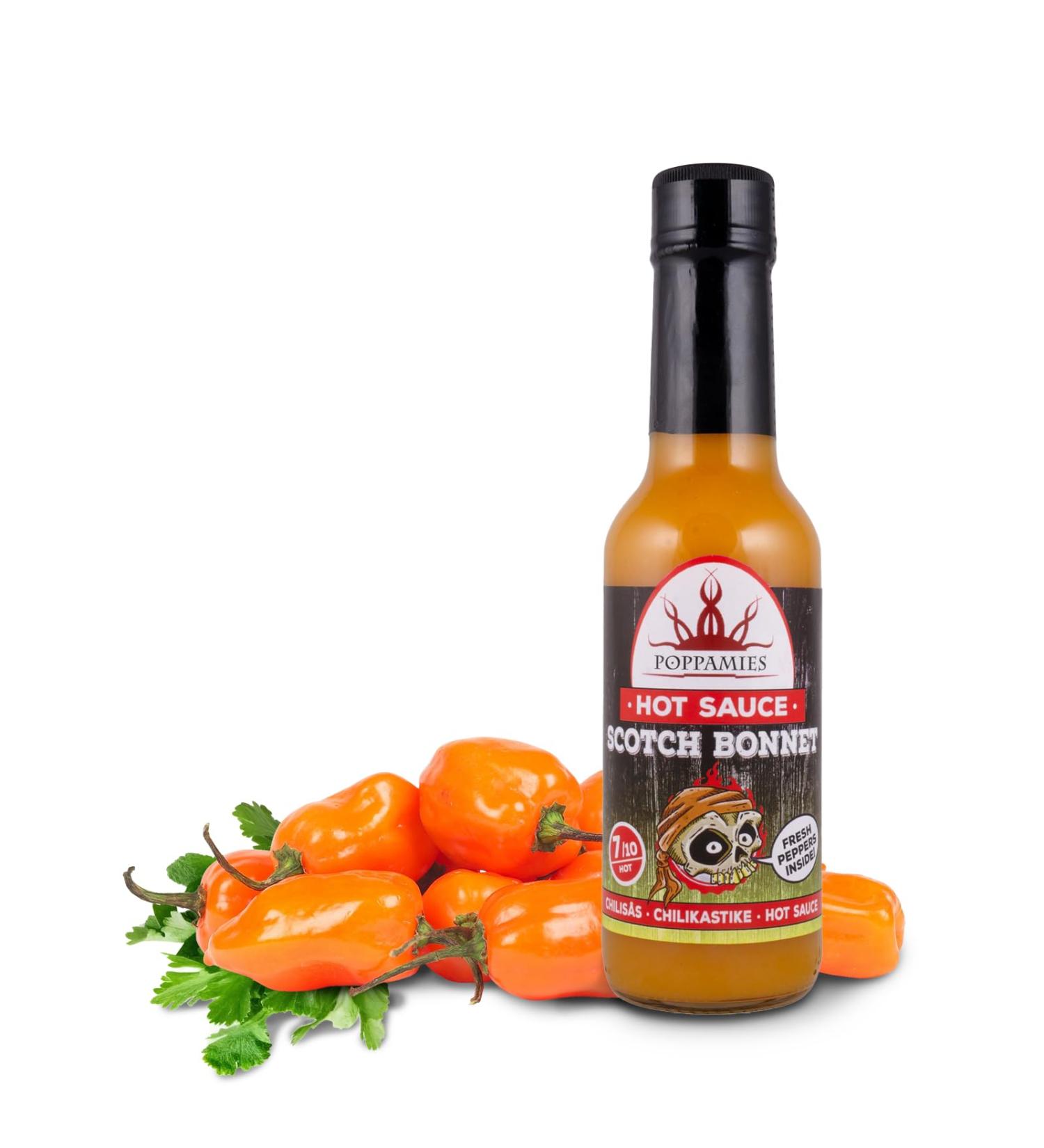 Poppamies Scotch Bonnet Hot Chili Sauce - Spicy 7/10 - 150ml | Shop Internationally! - Buy Online on GoSupps.com