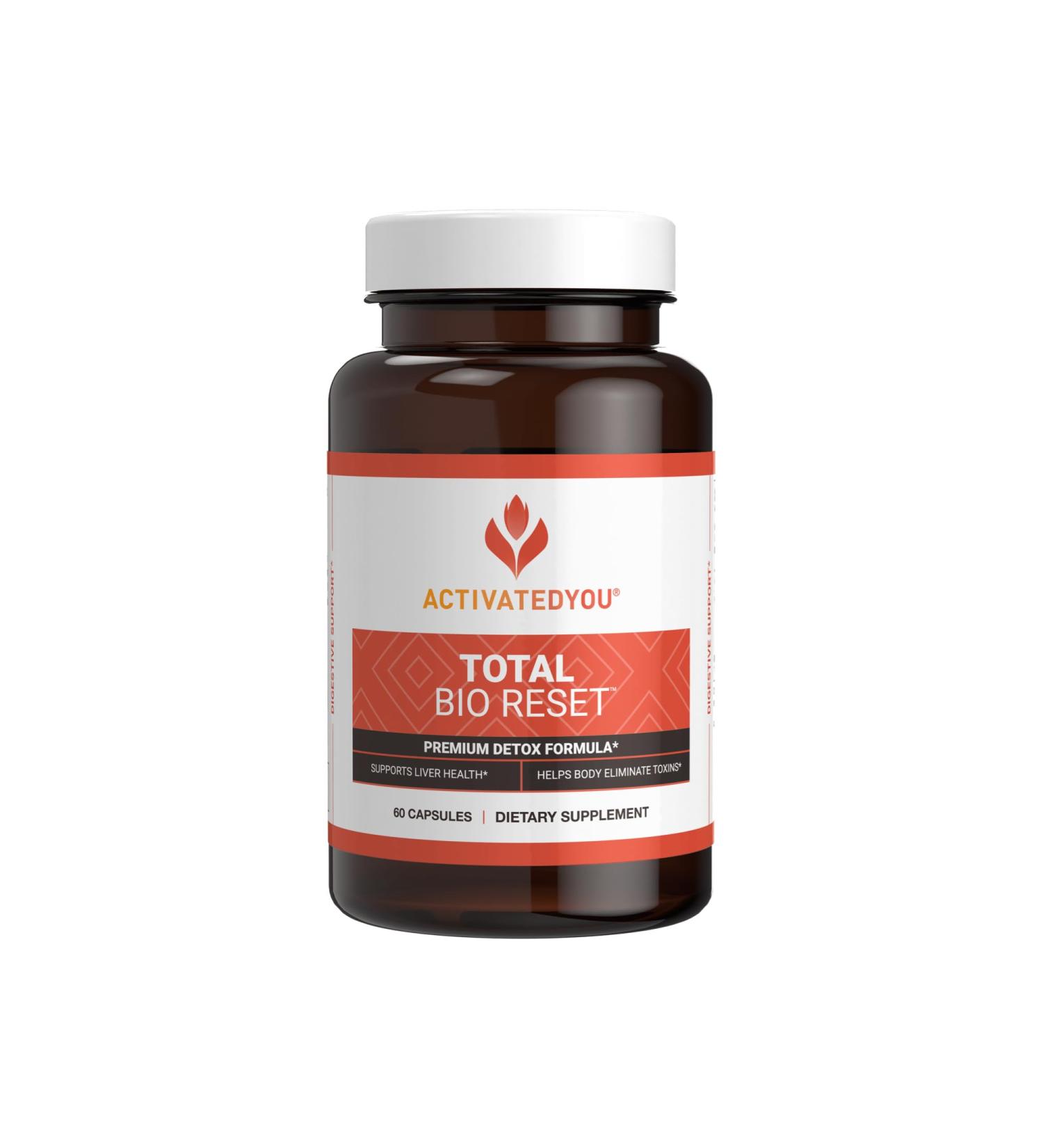 ACTIVATEDYOU Total Bio Reset- Detox Formula for Cleansing & Flushing Digestive System for Radiant Skin & Sustained Energy w/Chlorella, Kiwi Fruit, and Dandelion Root (60 Capsules) - Buy Online on GoSupps.com