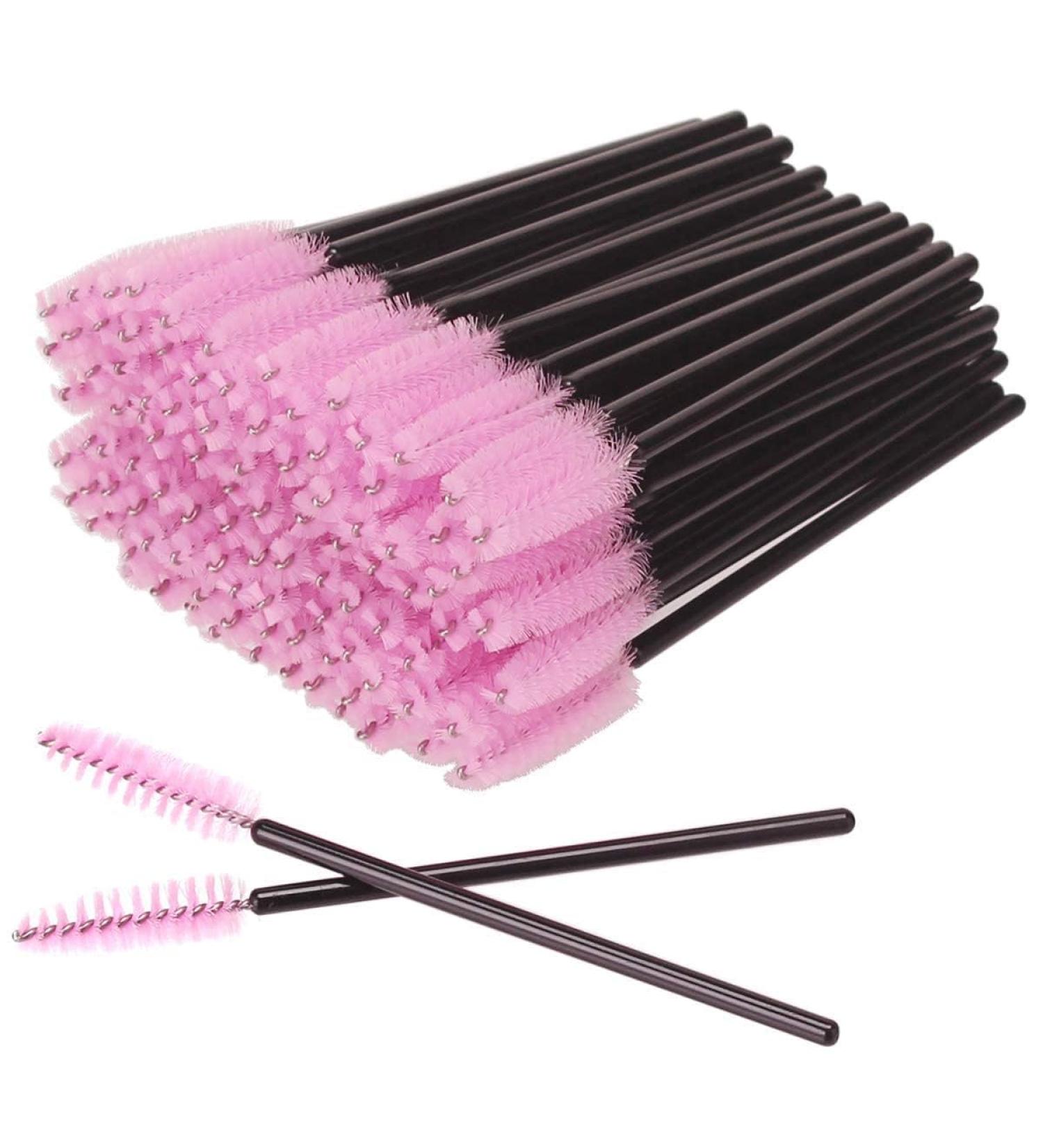 Generic 100 Pieces Disposable Eyelash Brushes Mascara Wands Eyelash Eyebrow Applicator Cosmetic Makeup Brush Tool Kits (Black/Pink) - Buy Online on GoSupps.com