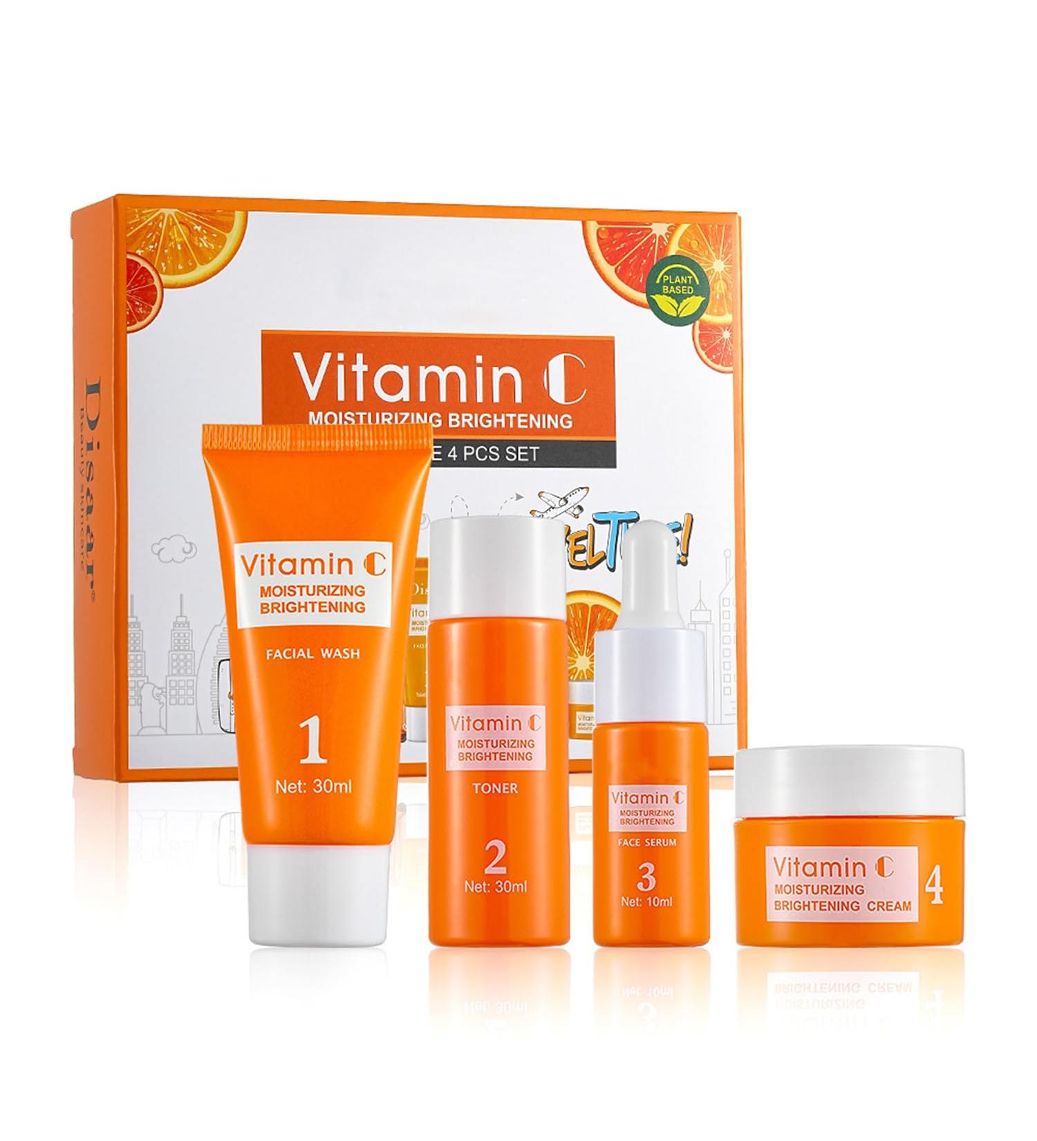 Viitamin C Skin Care Kit for Women Including Facial Cleanser Face Cream Face Toner Serum Smooth Deep Fine Lines Moisturizer - Buy Online on GoSupps.com