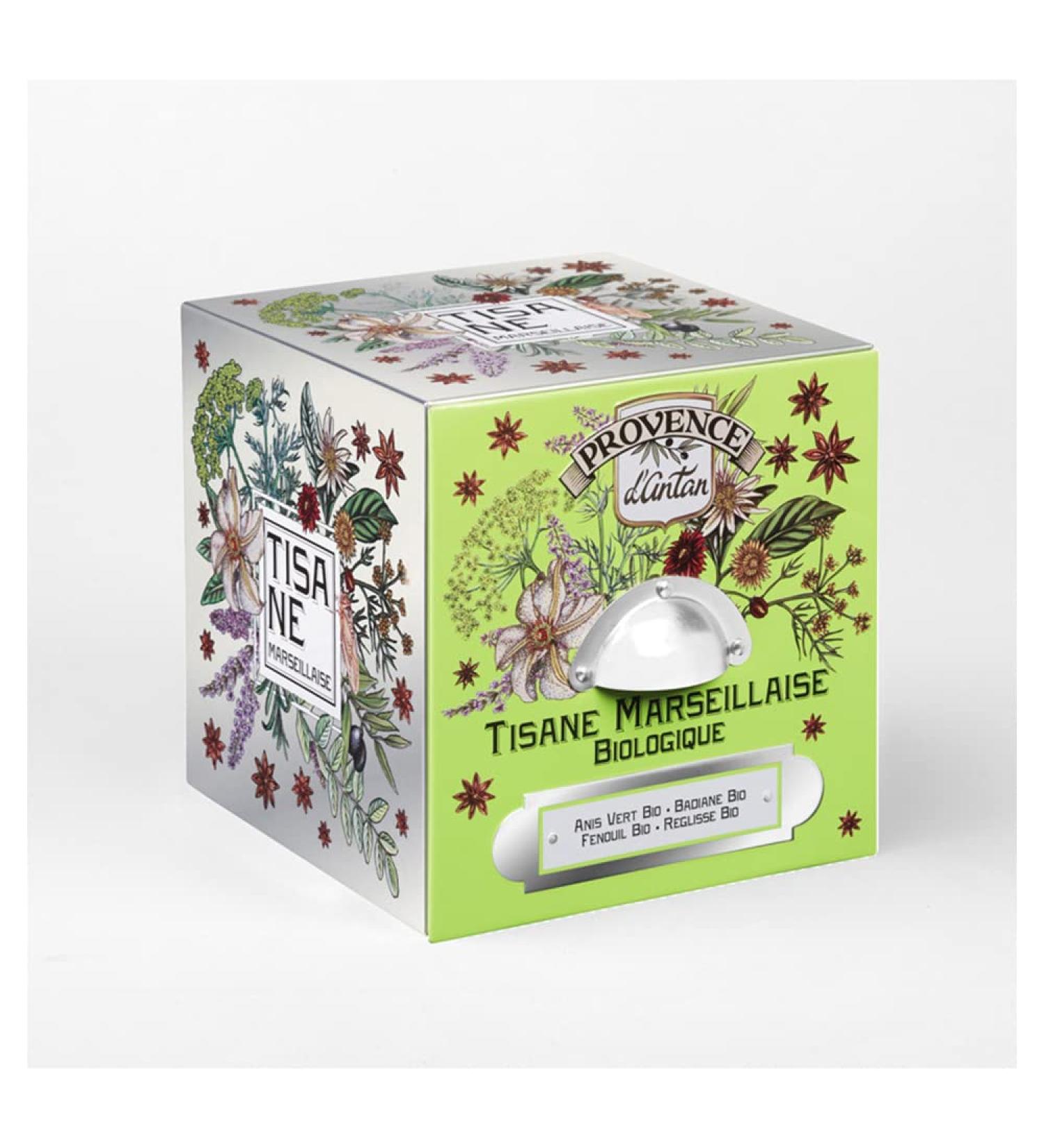 Araquelle Araquelle - Metal Cube with 24 Marseillaise Herbal Tea Bags
