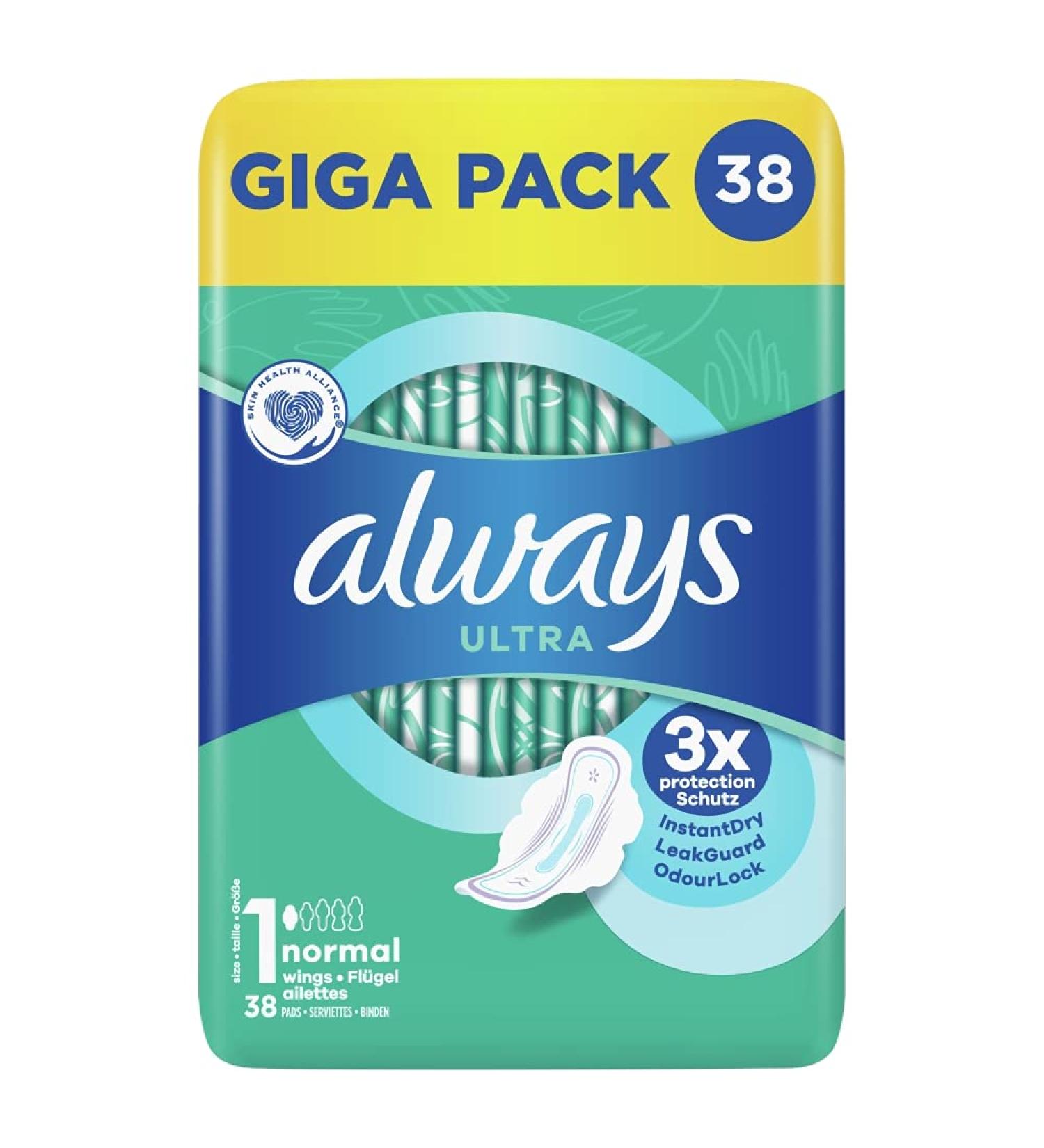Always Ultra Normal Plus Sanitary Pads - 38 Count Pack of 1 - Buy Online on GoSupps.com