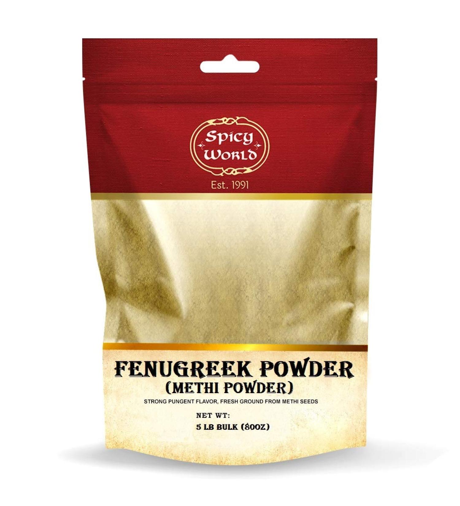Spicy World Fenugreek Seed Powder 5 Pound Bulk Bag - Ground Methi Seeds, Natural Indian Spice 5 Pound (Pack of 1)