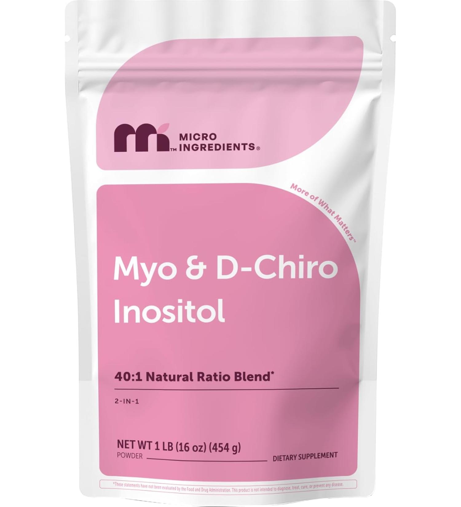 Micro Ingredients Myo-Inositol & D-Chiro Inositol Powder 1lb (221 Servings) | 40:1 Ideal Ratio Inositol Supplement for Women | Supports Hormonal Balance & Ovarian Health | Non-GMO Vegan Filler-Free 16 Ounce (Pack of 1) - Buy Online on GoSupps.com