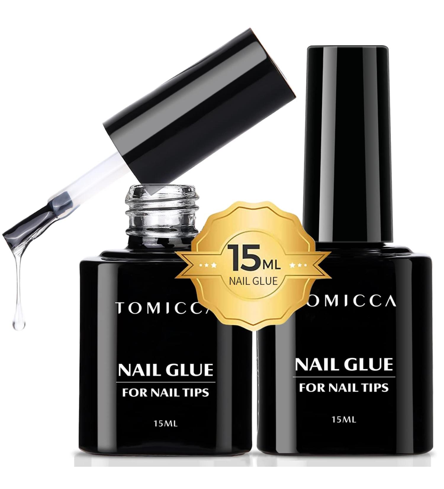 Tomicca Nail Glue for Artificial Nails - 2x15ml Extra Strong 4-in-1 Gel Glue for Tips & Fake Nails - Buy Online on GoSupps.com