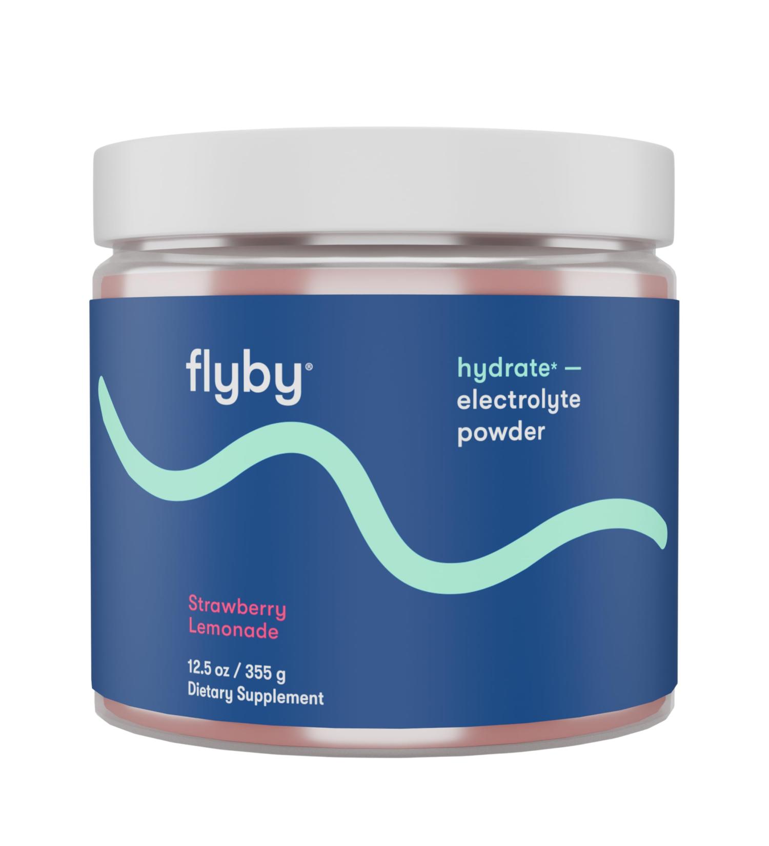 Flyby Electrolytes Powder No Added Sugar: Naturally Sweetened Contains Potassium Aquamin Calcium & Magnesium Sea Salt Sodium Full Spectrum 72 Trace Minerals - Strawberry Lemonade Strawberry - Powder 30 Days Supply - Buy Online on GoSupps.com