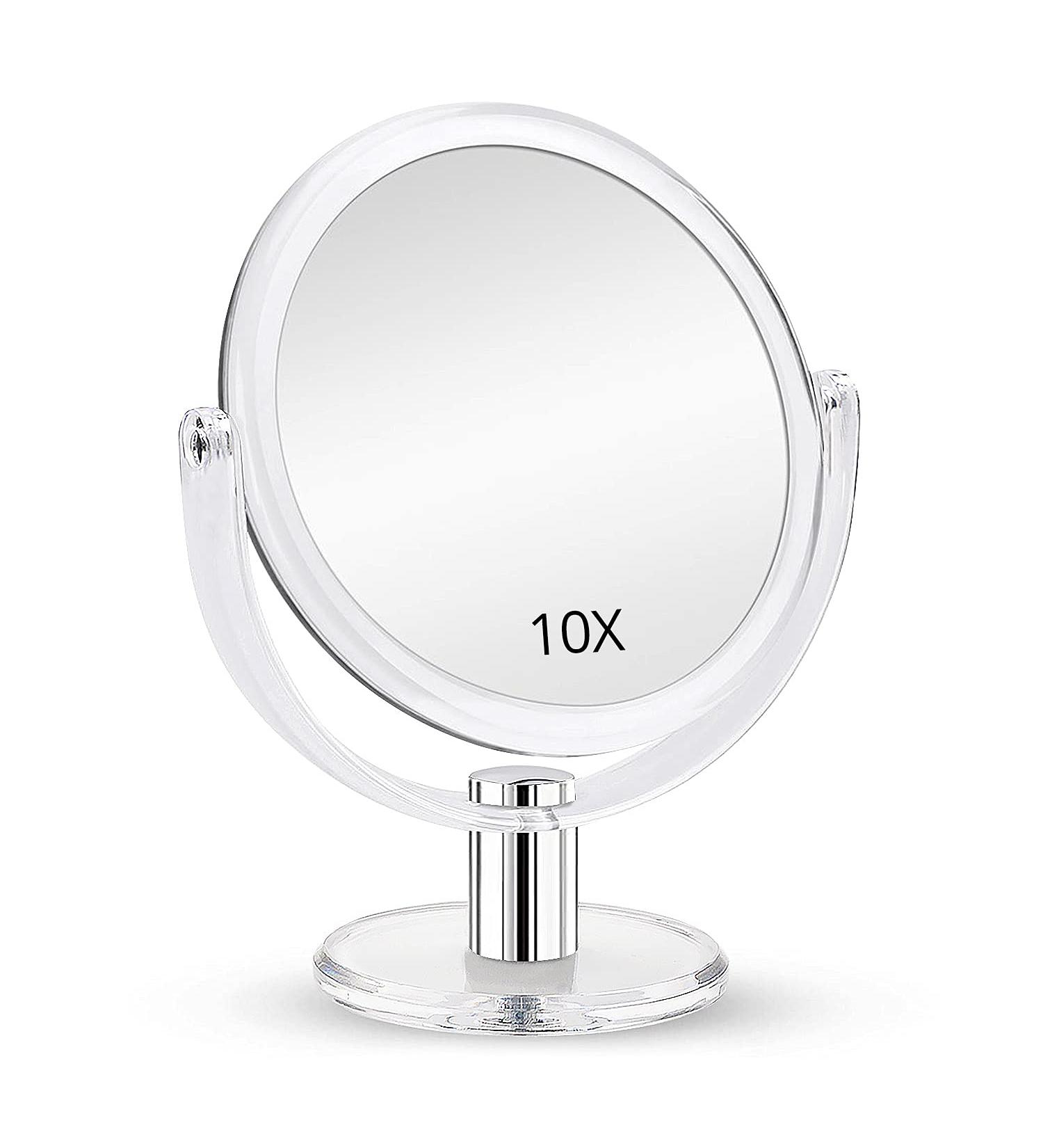 Fabuday Double-Sided 1X/10X Magnifying Makeup Mirror | Table Top Vanity Mirror | 6.25-inch Clear Transparent Design - Buy Online on GoSupps.com
