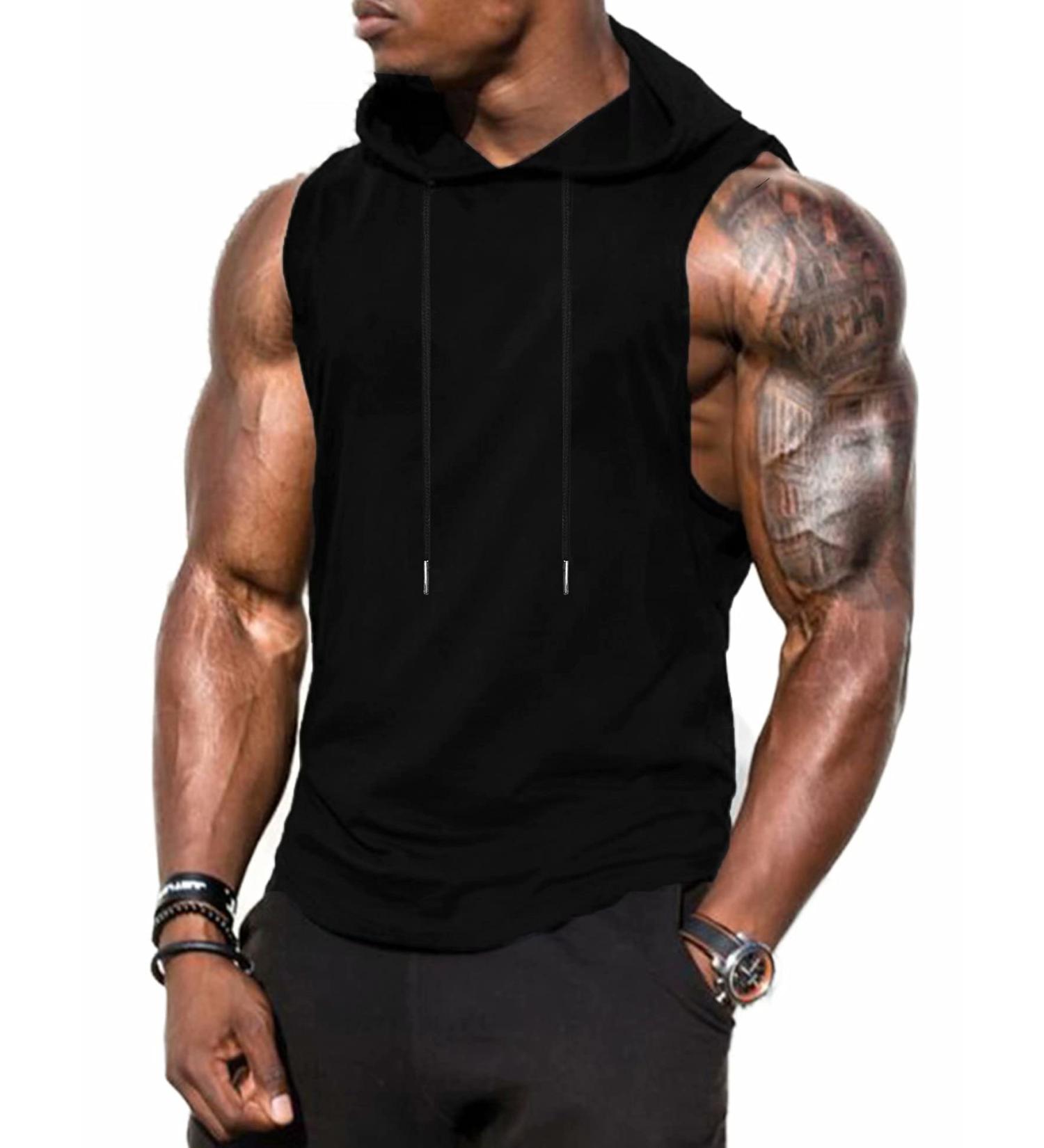 Babioboa Men's Workout Hooded Tank Top | Sleeveless Gym Hoodie for Bodybuilding | Large, Black - Buy Online on GoSupps.com