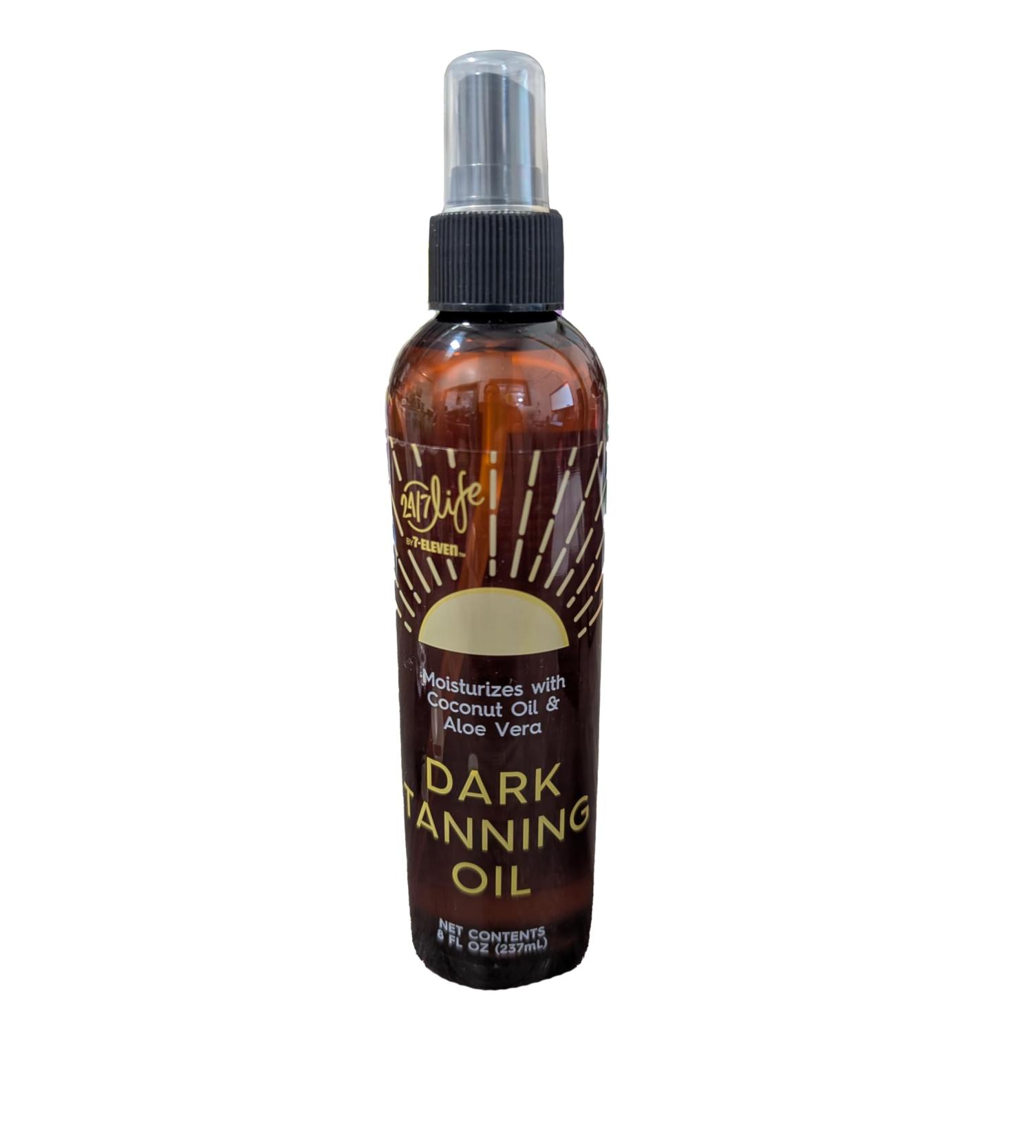24/7 Life Dark Tanning Oil 8 Oz - Moisturizing Sun Tan Lotion with Coconut Oil & Aloe Vera Dark Tanning Spray for Deep Long-Lasting Tan Hydrating for Glowing Skin