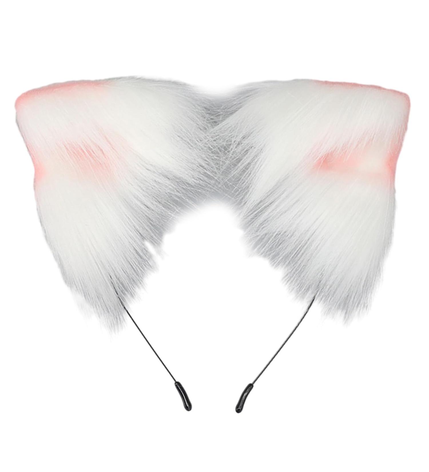 amangul Cosplay Ear Headband Woman Students Carnivals Anime Character Hairband Ear Headbands Plush Christmas Hair Hoop(White Powder) - Buy Online on GoSupps.com