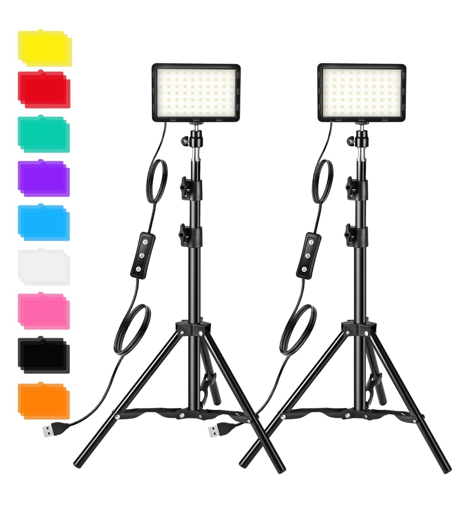 Professional Photography Video Lighting Kit with 70 LEDs, Color Filter - Perfect for Studio, Streaming, YouTube, TikTok, Portrait Shooting - Black - Buy Online on GoSupps.com