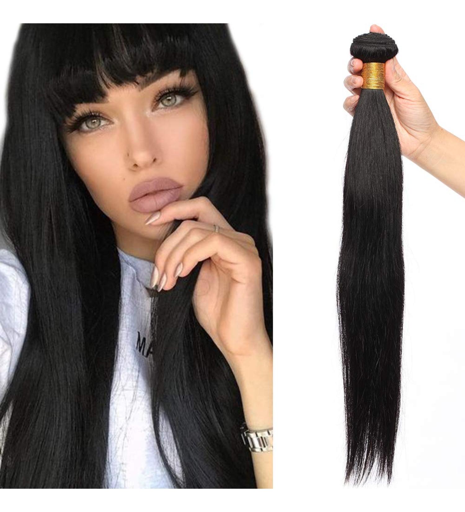 Buy Sego 14 Inch Brazilian Human Hair Bundles - 100% Unprocessed Virgin Straight Extensions - Natural Black Weave - Buy Online on GoSupps.com