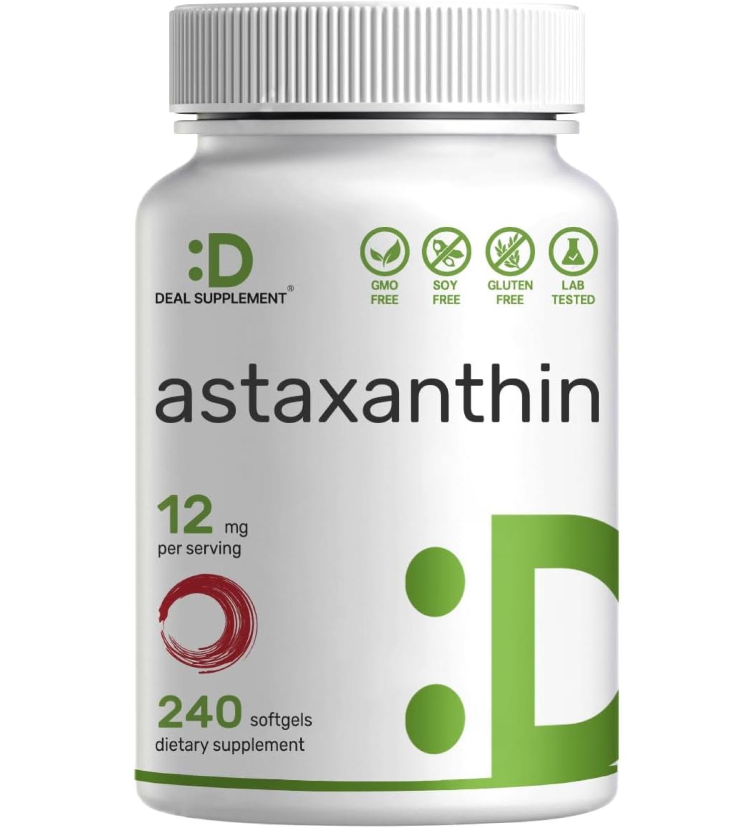 Astaxanthin Supplements 12mg 240 Mini Softgels | Natural Antioxidant for Skin, Eyes, Joints & Immune Support - Buy Online on GoSupps.com