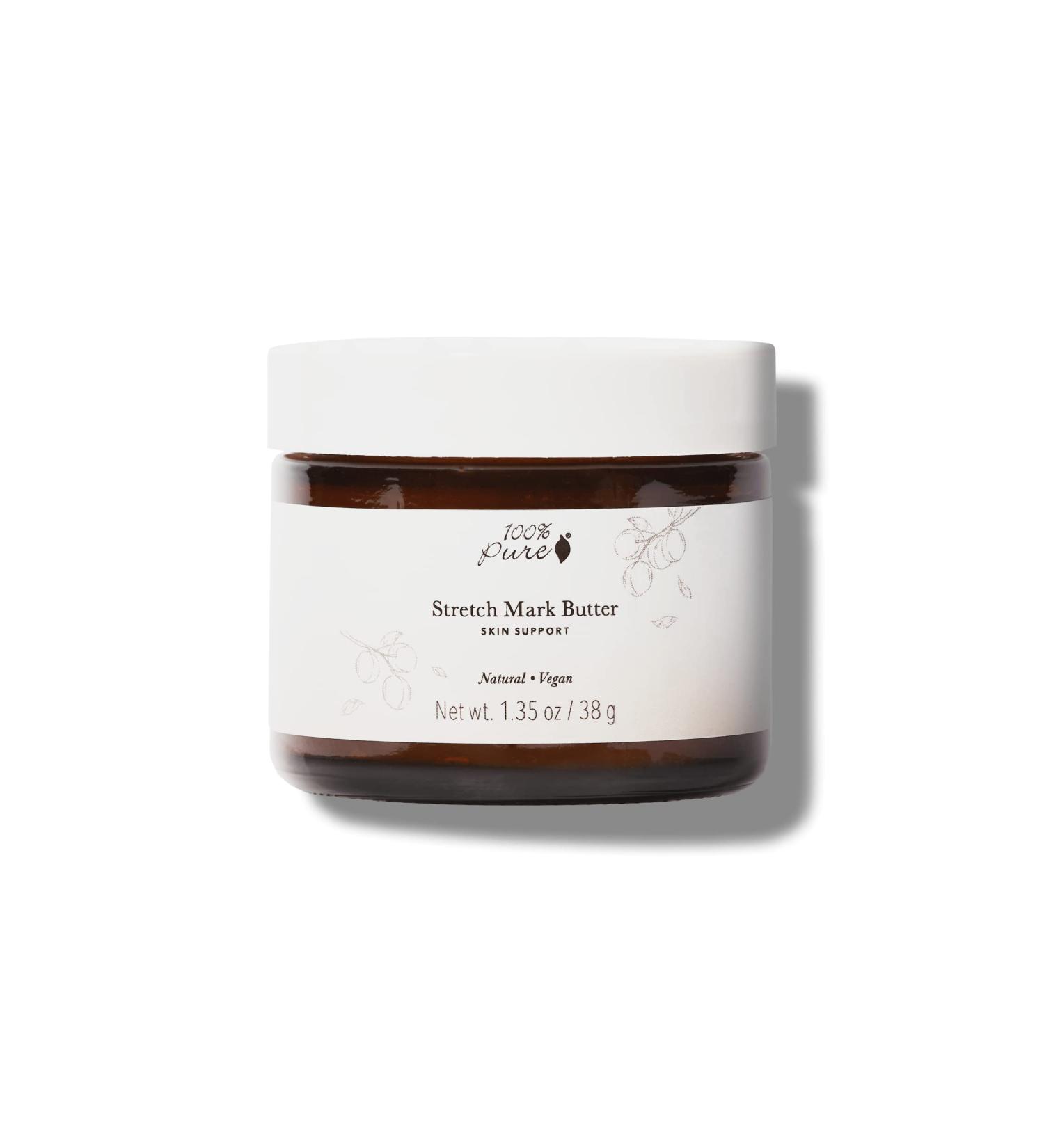 100% PURE Stretch Mark Butter - Vegan Belly Moisturizer with Shea & Cocoa for Pregnancy - Nourishing Skin Defense with Vitamins & Antioxidants - 1.35oz - Buy Online on GoSupps.com