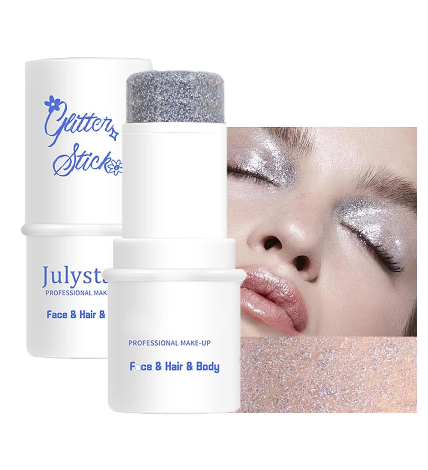 Buy Waterproof Mermaid Face Body Glitter Stick - #06 Silver Fine Glitter for Eyes Hair & Lips | Sparkling Makeup Gel - Buy Online on GoSupps.com