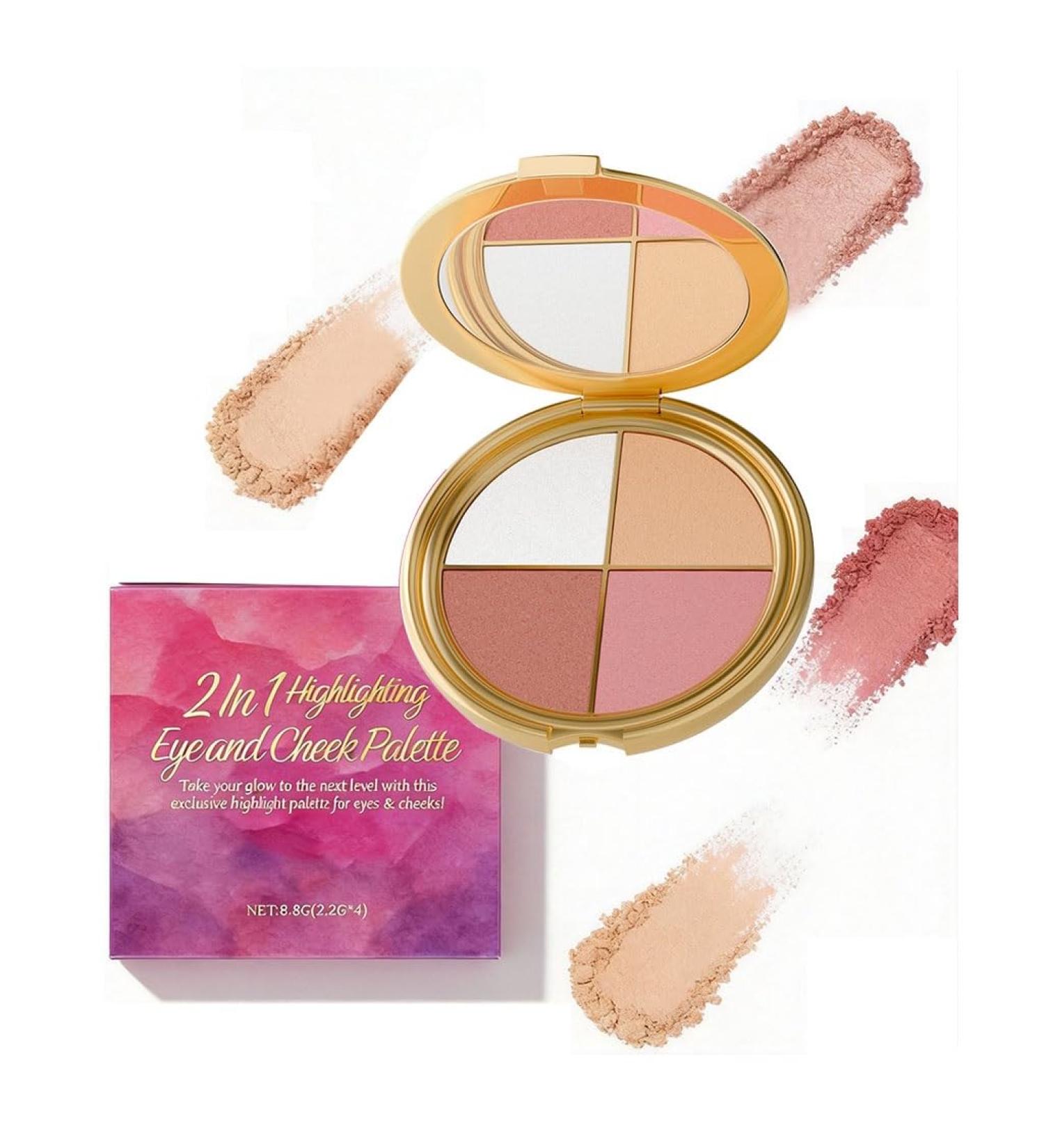 Palette de Fards Paupi res et Blush Scintillants 3 en 1 (surligneur/fard Paupi res/blush) Facile Utiliser Longue Dur e Am liore la Pr cision Du Maquillage(2pcs) - Buy Online on GoSupps.com