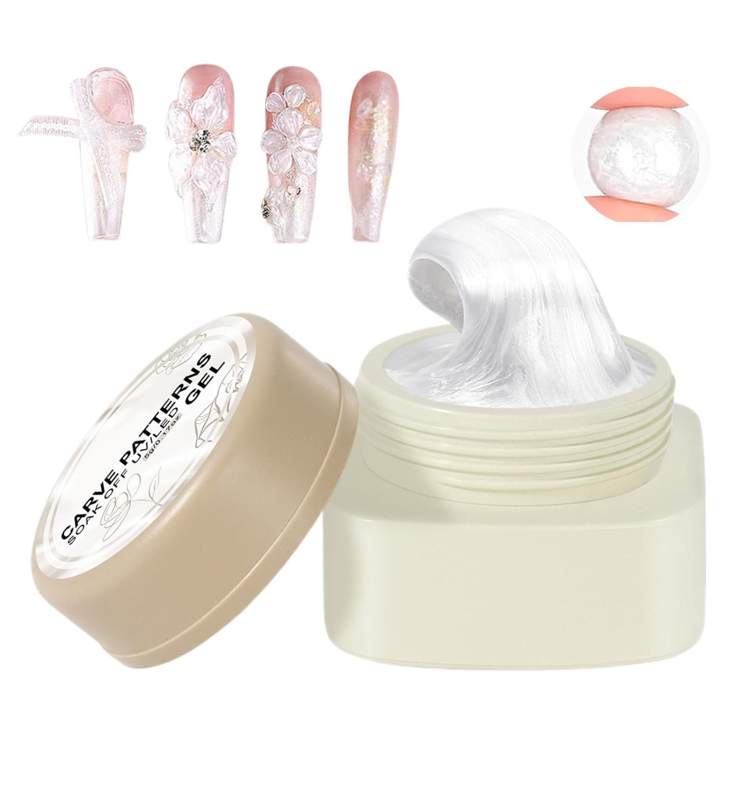 3D Nail Gel - White Carved Non Sticky Gel For Manicure | Solid 3D Nail Rt 5G | Salon Quick Dry Nail Design Supplies | Creative Nail Extension | - Buy Online on GoSupps.com