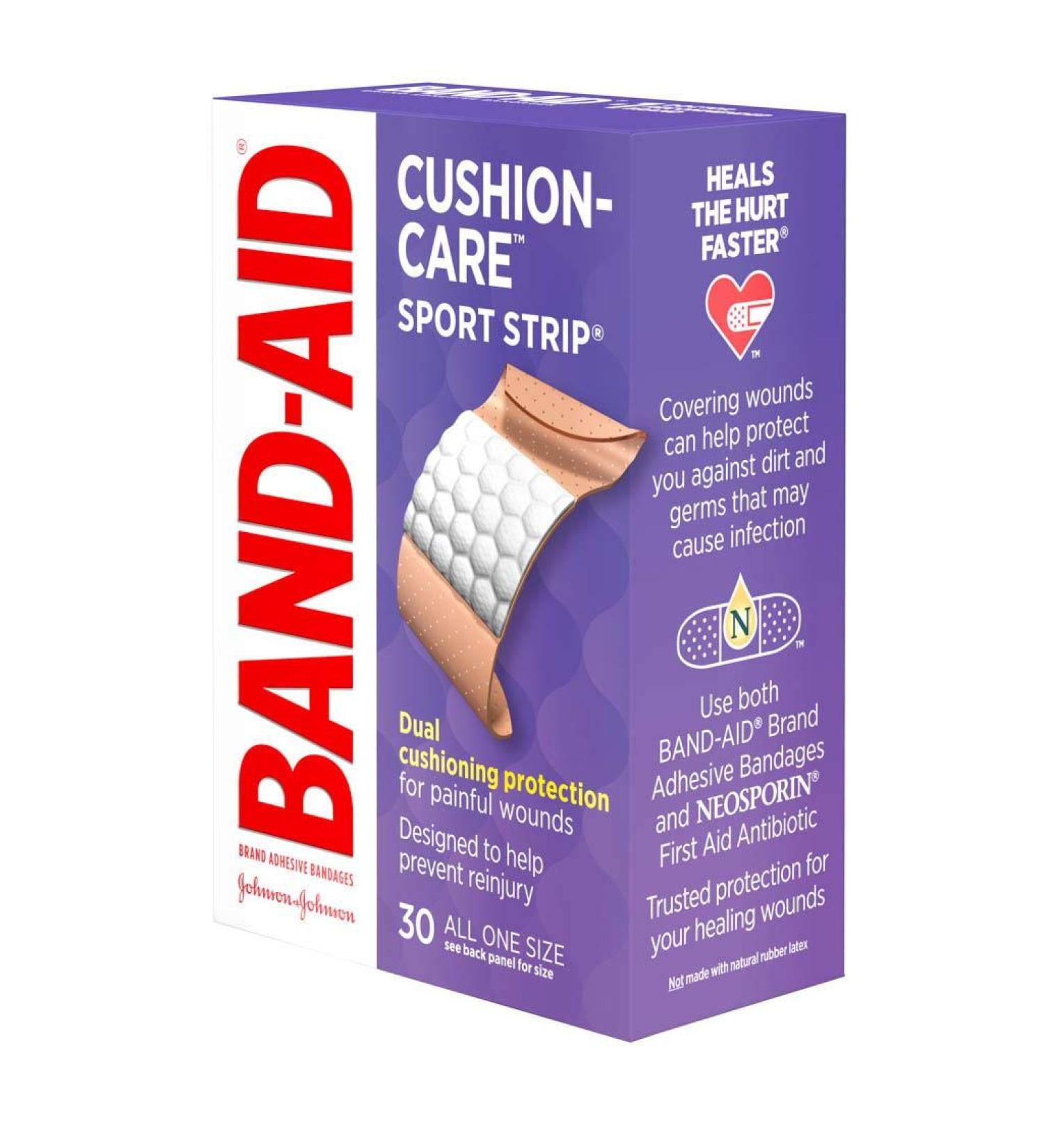 BAND-AID Bandages Cushion-Care Sport Strip 30 ea (Pack of 3)