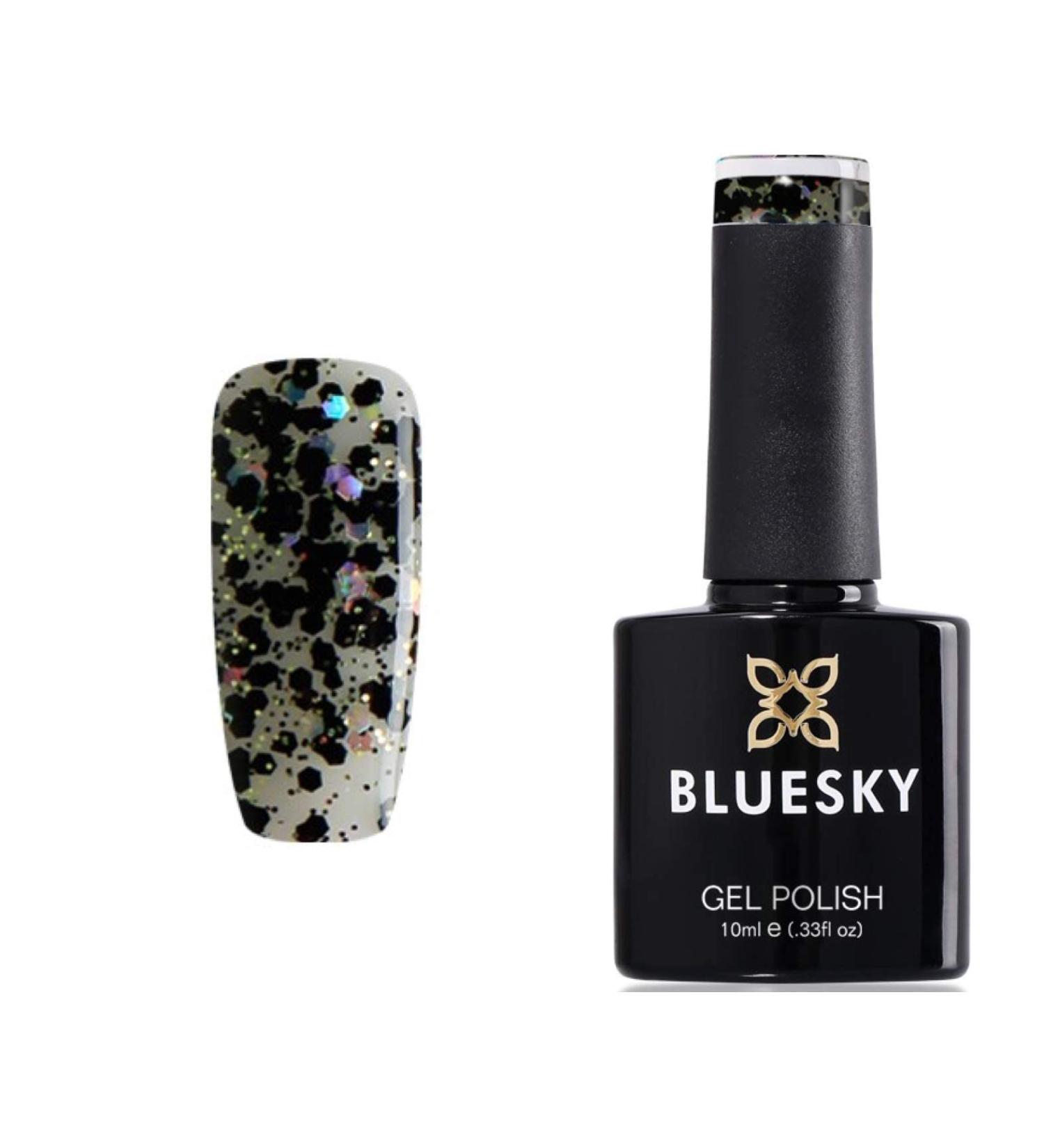 Bluesky BLACK GLITTER HOLOGRAPHIC SP04 ROCK CHICK Nail Gel Polish UV LED Soak Off