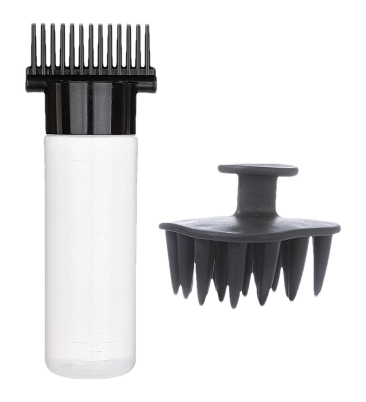 Streysisl Comb Bottle Applicator | 180ml Portable Hair Oiling Bottle with Combs Scalp Bottle Applicator Hair Oil Bottle with Comb for Hair Hairdressing Coloring Black Third Generation - Buy Online on GoSupps.com