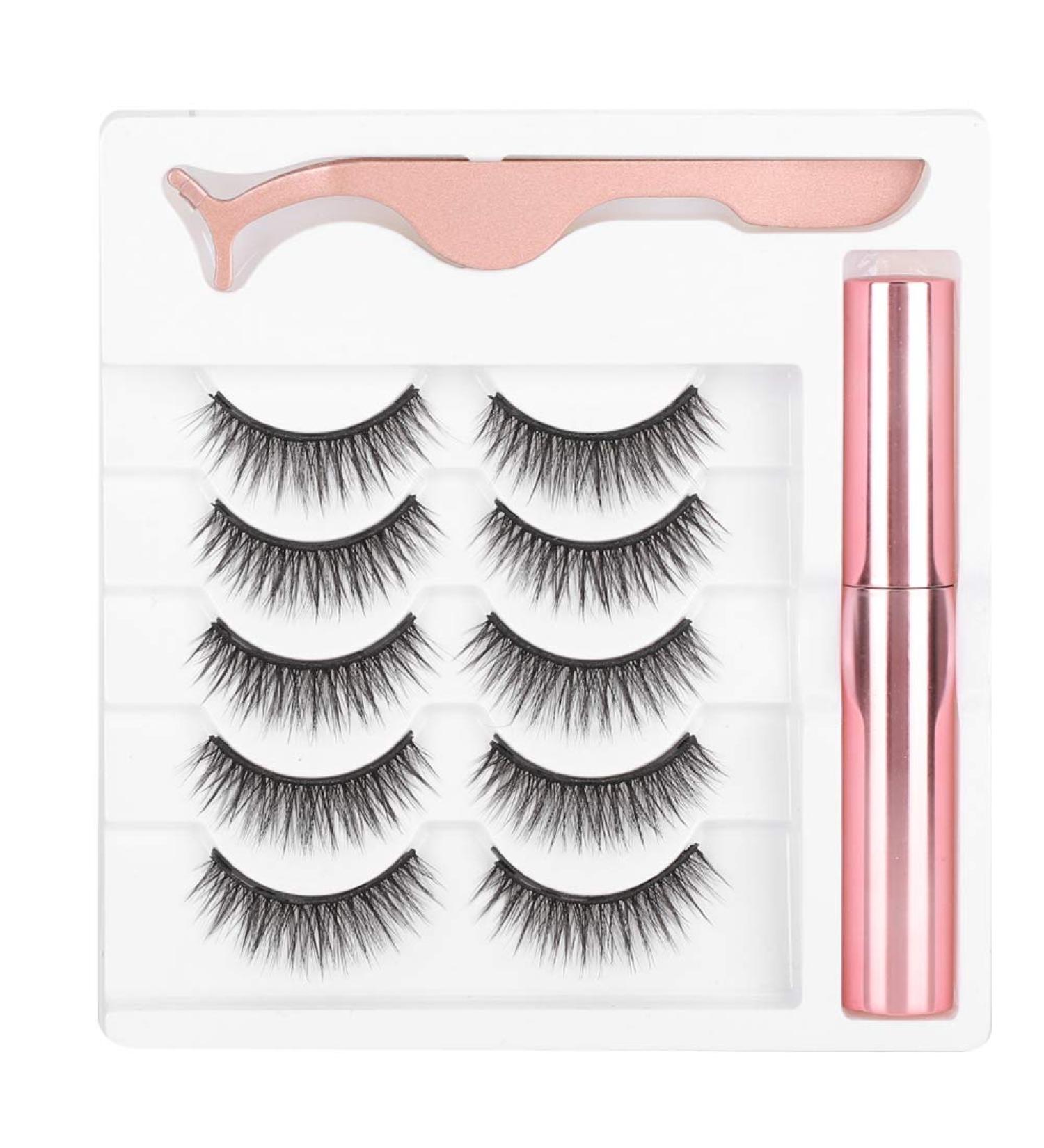 Buy 5 Pair Magnetic Eyelash Set - 3D Reusable Waterproof Soft & Thick - Perfect Makeup Tools for Stunning Eyes - Buy Online on GoSupps.com